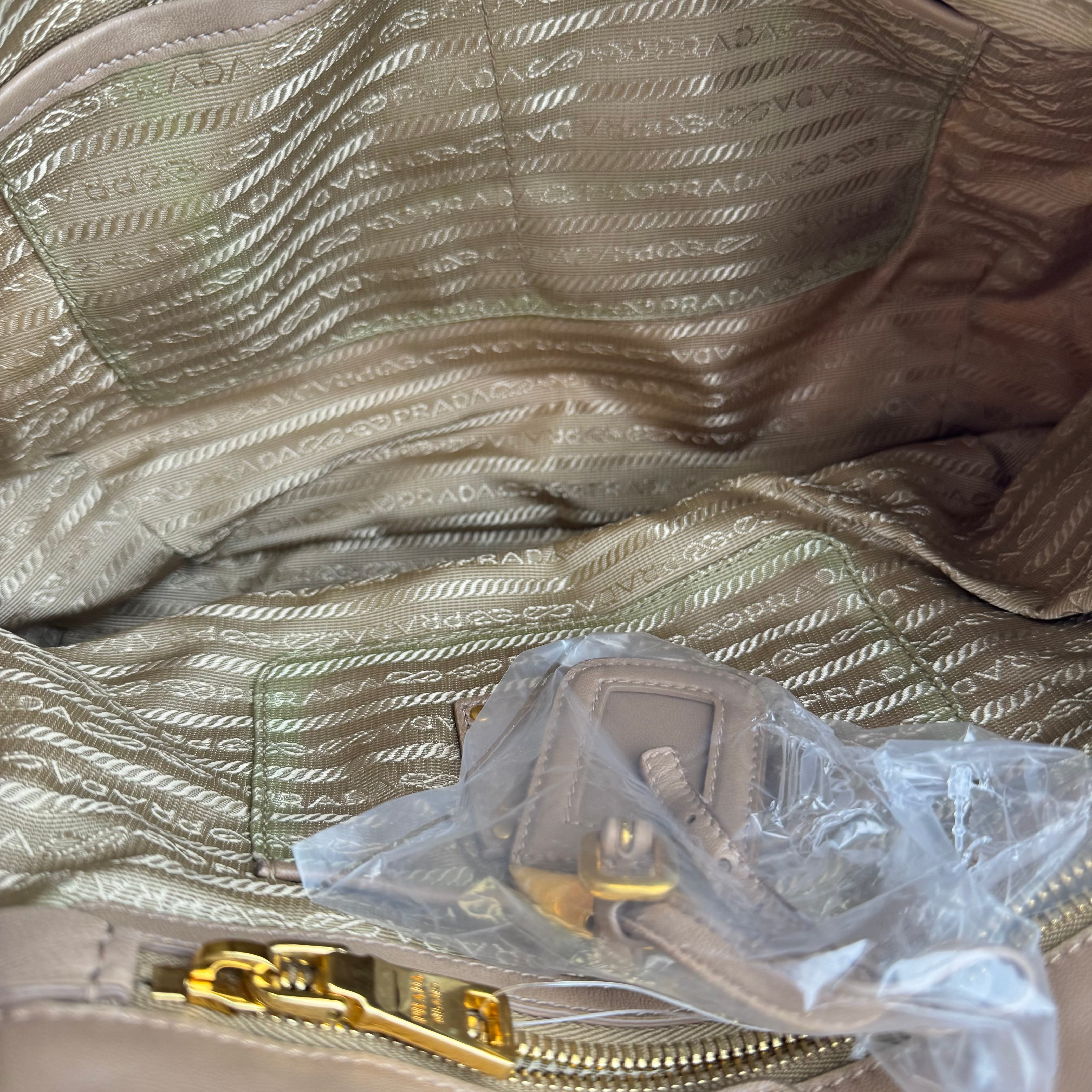 J1525 Prada Nylon Tessuto Beige Gaufre 2Way Shoulder Bag- Pre Owned