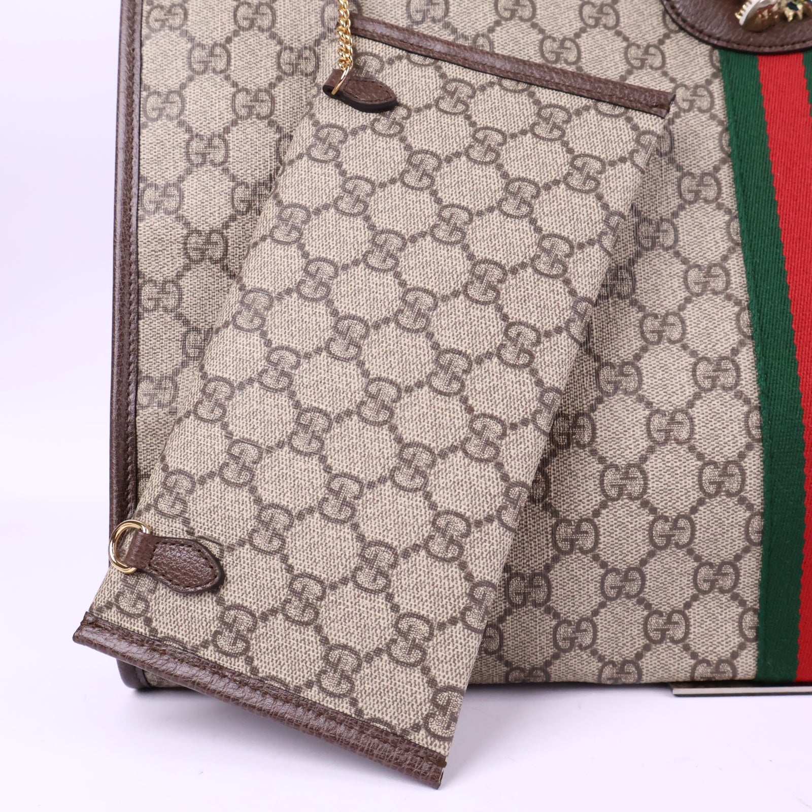 J3204 Gucci Tote Bag Rajah Tiger Large Tote | Pre-Owned Like New Beige and Brown GG Supreme canvas GG monogram