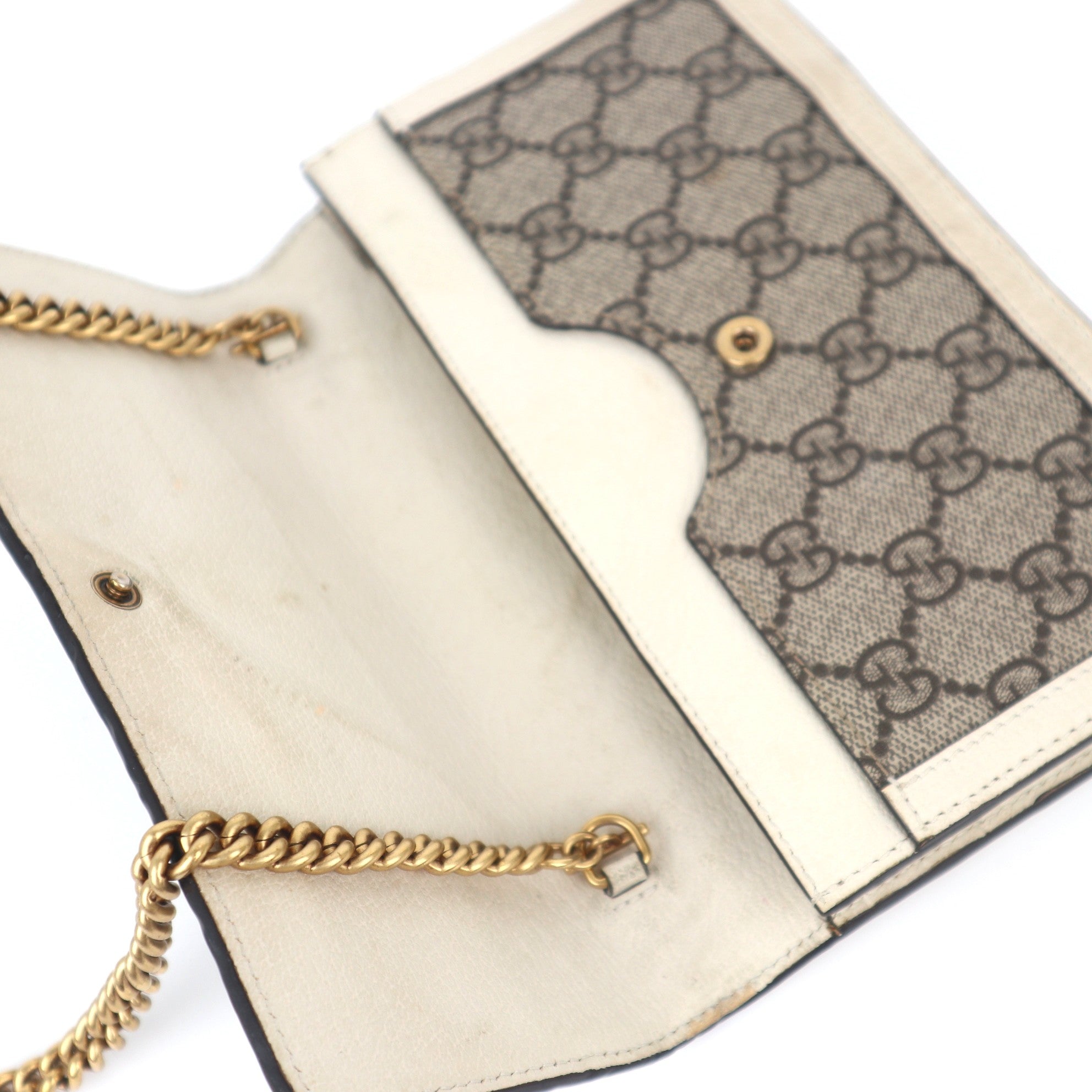 C1052 GUCCI GG Supreme Monogram Web Queen Margaret Chain Wallet-Pre Owned