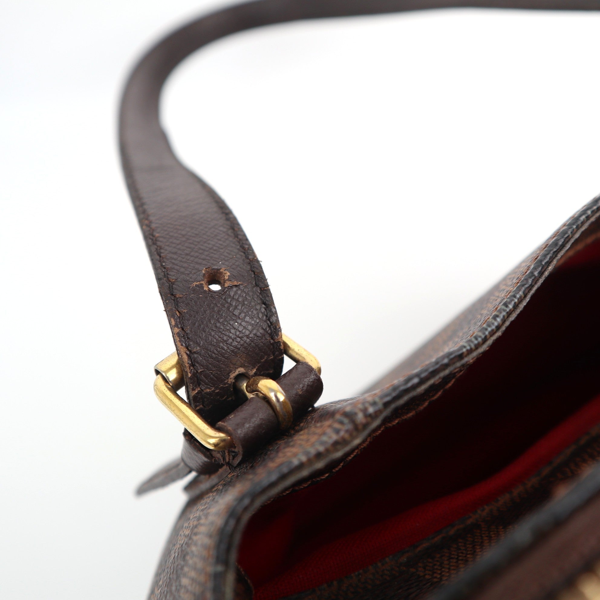 Louis Vuitton Damier Ebene Belem MM Shoulder Bag C1600 | Pre-Owned Good Brown Damier Ebene Canvas