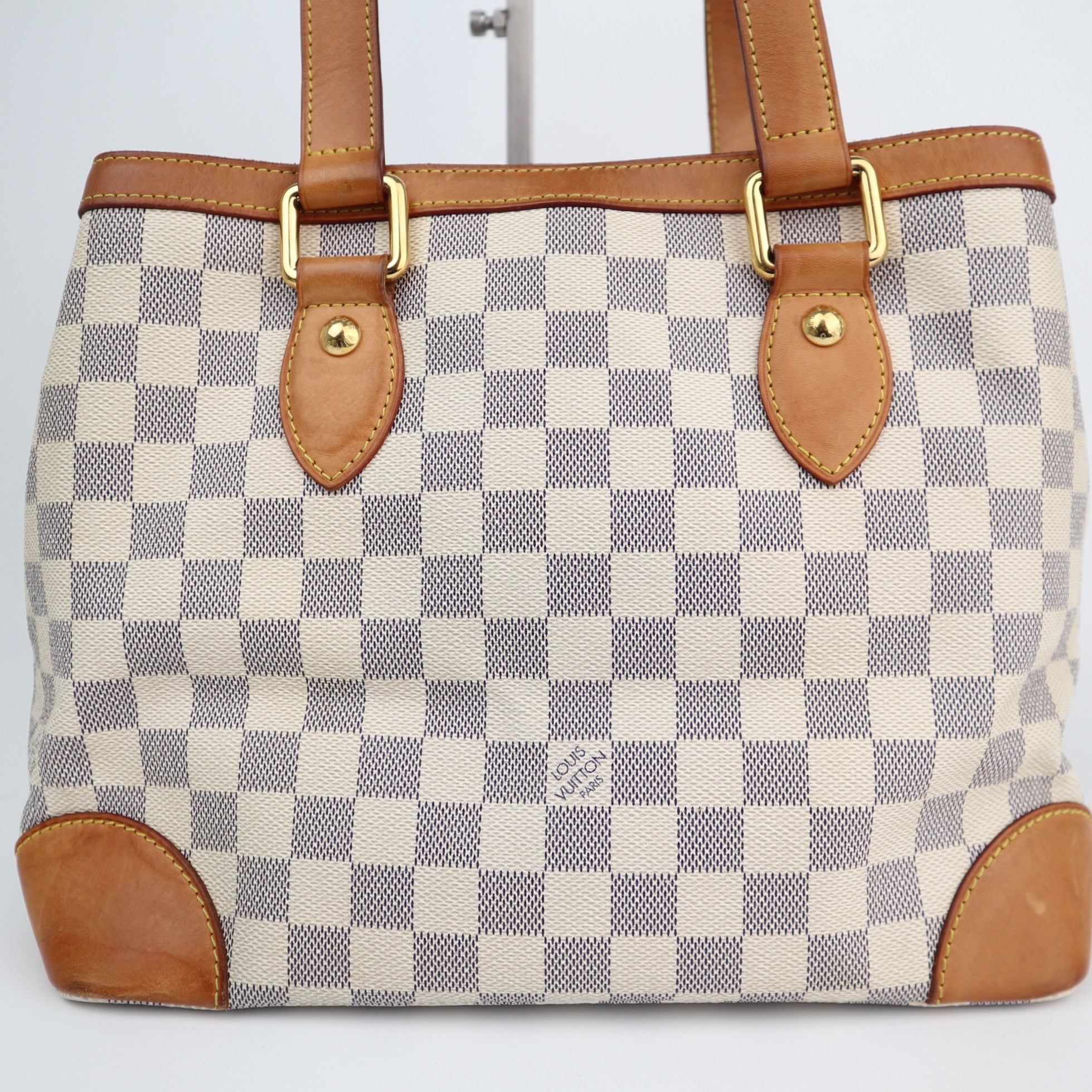Louis Vuitton Damier Azur Canvas Hampstead PM Shoulder Bag C1604 | Pre-Owned Very Good Brown Damier Azur Canvas