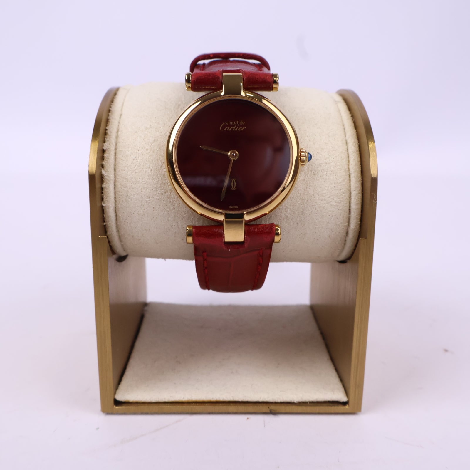 J1074 Cartier Watch Must De Cartier Vendome w/Papers | Pre-Owned Metallic Leather/Plain