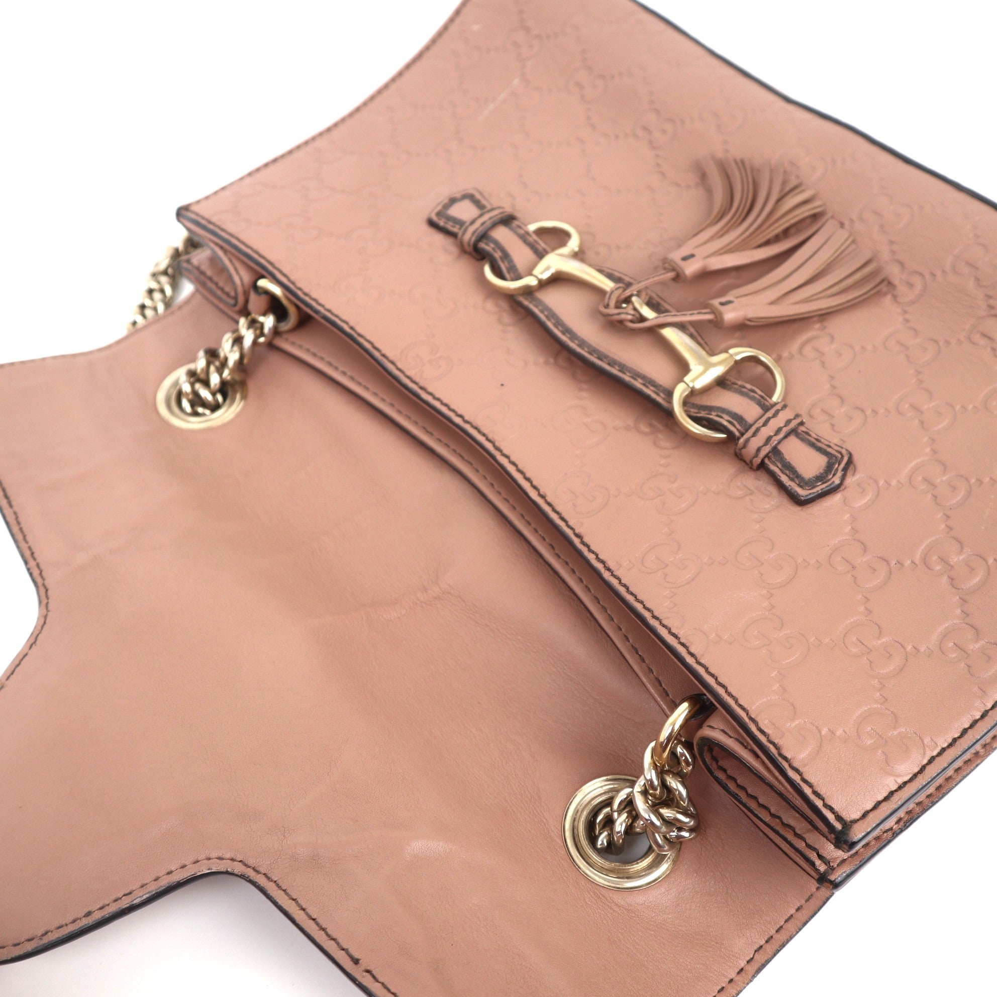 C1068 Gucci Emily Chain Flap Bag Guccissima-Pre Owned