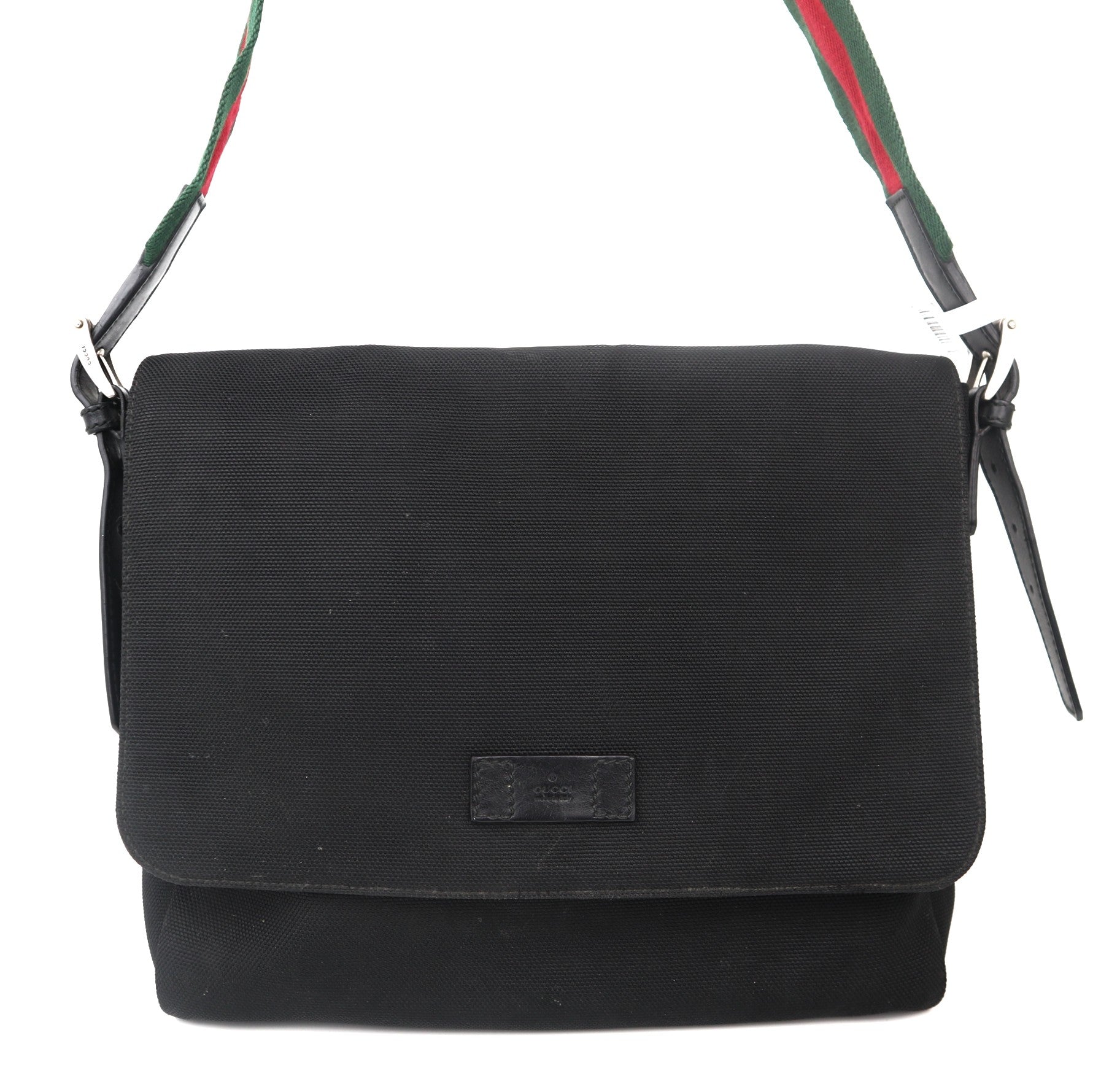 C1070 Gucci Techno Canvas Web Flap Messenger In Black -Pre Owned
