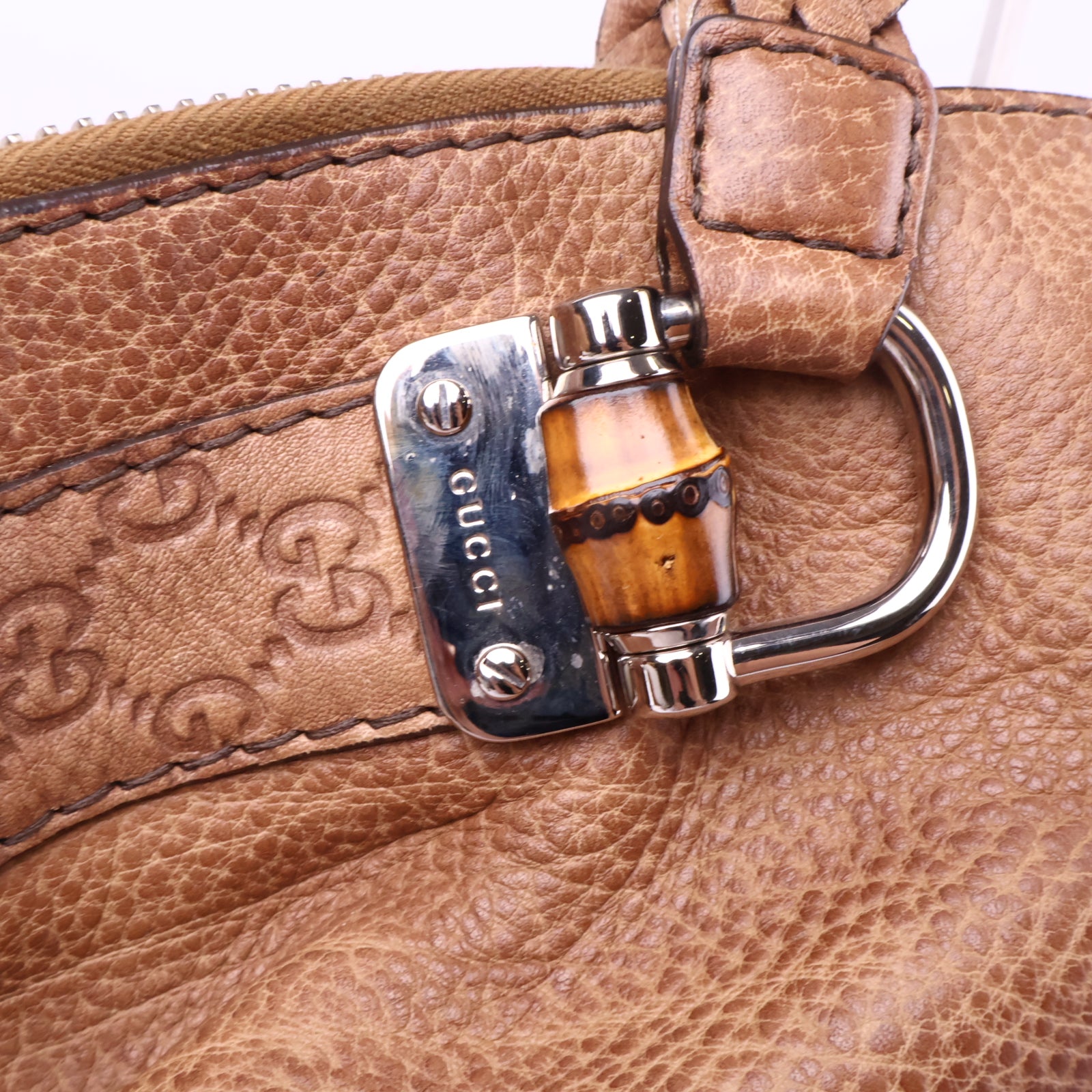 J2934 Gucci Shoulder Bag Bamboo Bar | Pre-Owned Calfskin leather Plain