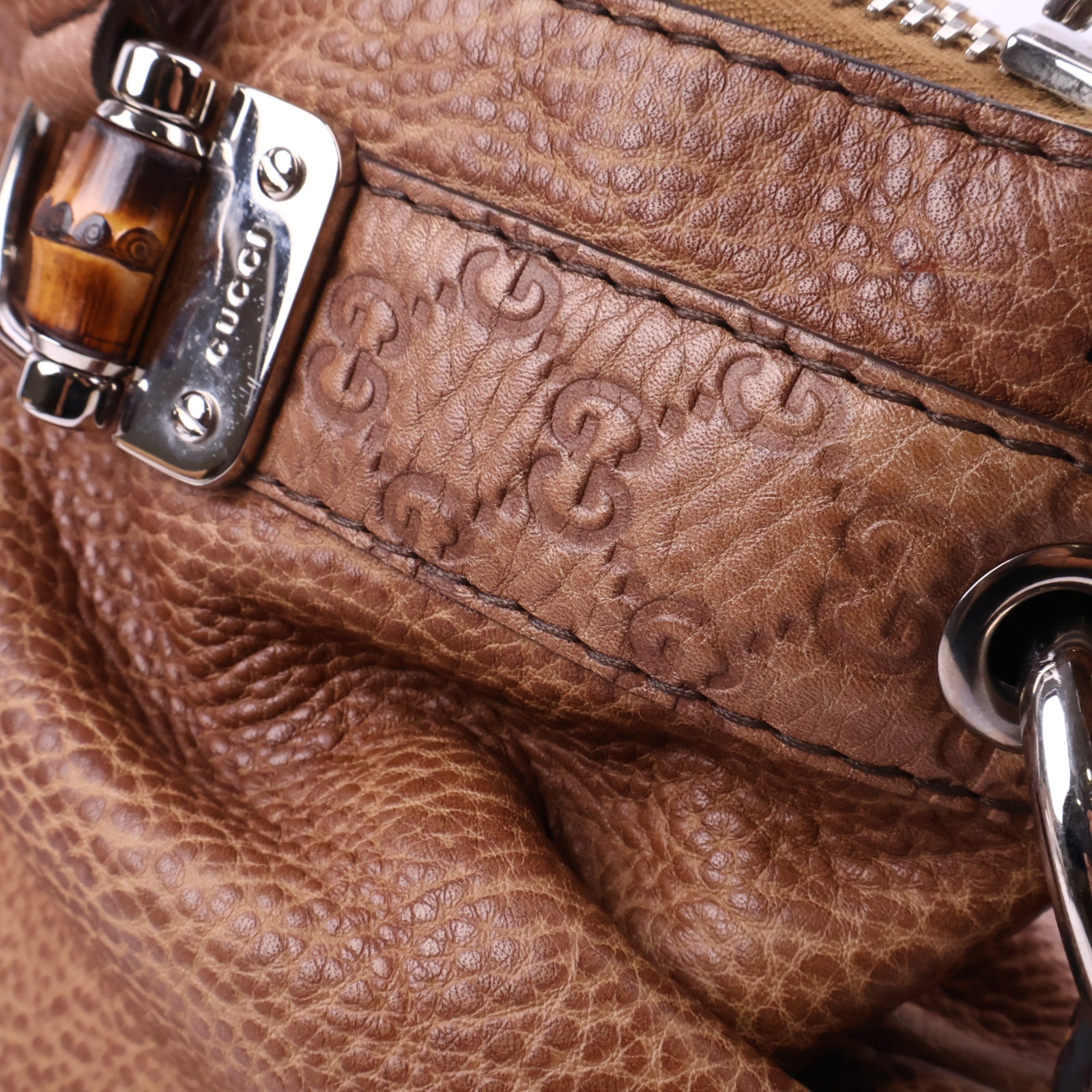 J2934 Gucci Shoulder Bag Bamboo Bar | Pre-Owned Calfskin leather Plain