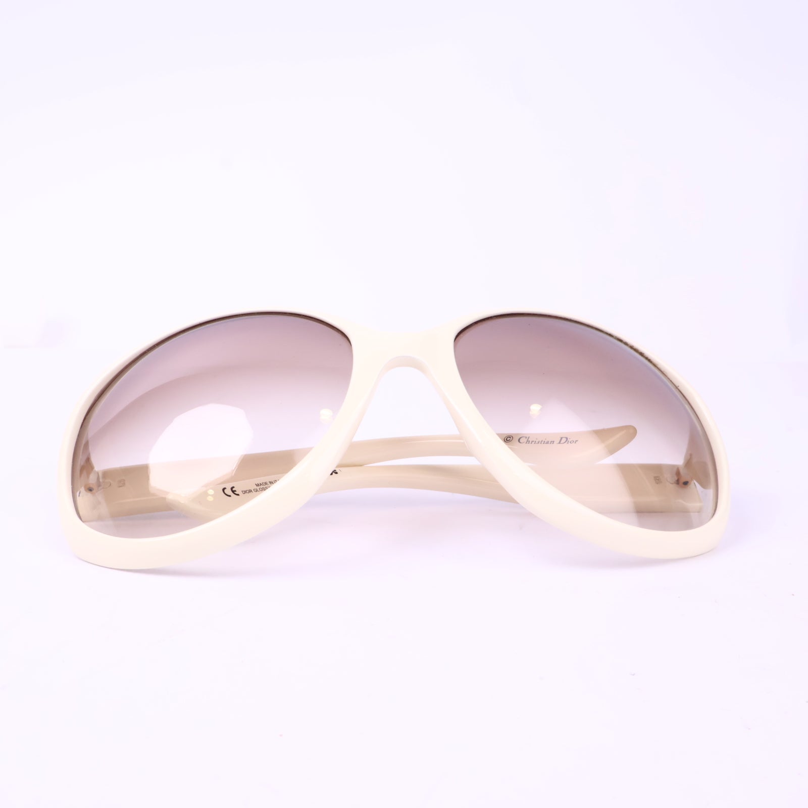 J2971 Christian Dior Sunglasses Dior White Oversized Sunglassess | Pre-Owned White Acetate / Metal