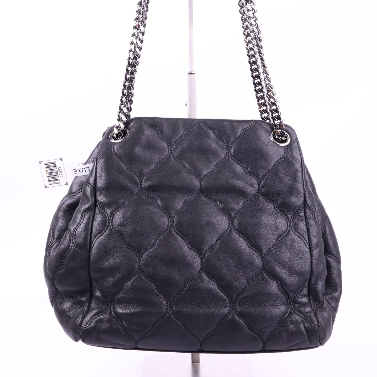 J2852 Chanel Shoulder Bag Black Lambskin Leather Quilted Accordian Shoulder Bag | Pre-Owned Black Leather