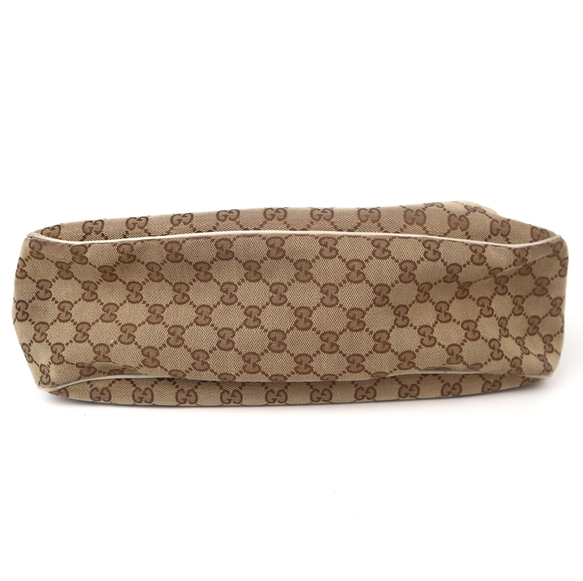 C1087 Gucci Brown GG Canvas Sukey Tote Beige Cloth-Pre Owned