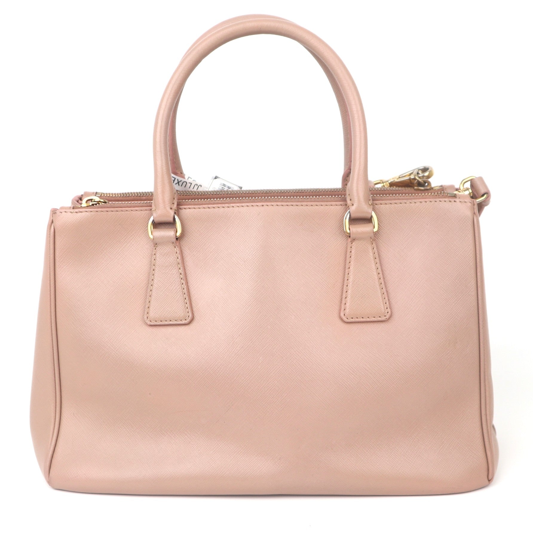 C1089 Prada Light Pink Saffiano Lux Leather Medium Double Zip Tote-Pre Owned