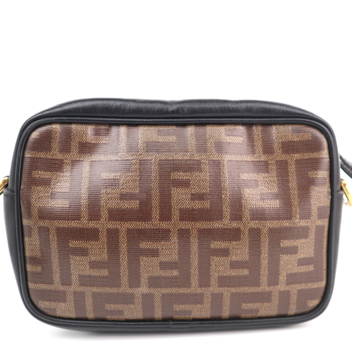 C2525 Fendi Crossbody Bag Glazed Fabric Vitello Century 1974 Stamp Camera Case | Pre-Owned Very Good Logo / Signature Leather, Glazed Fabric