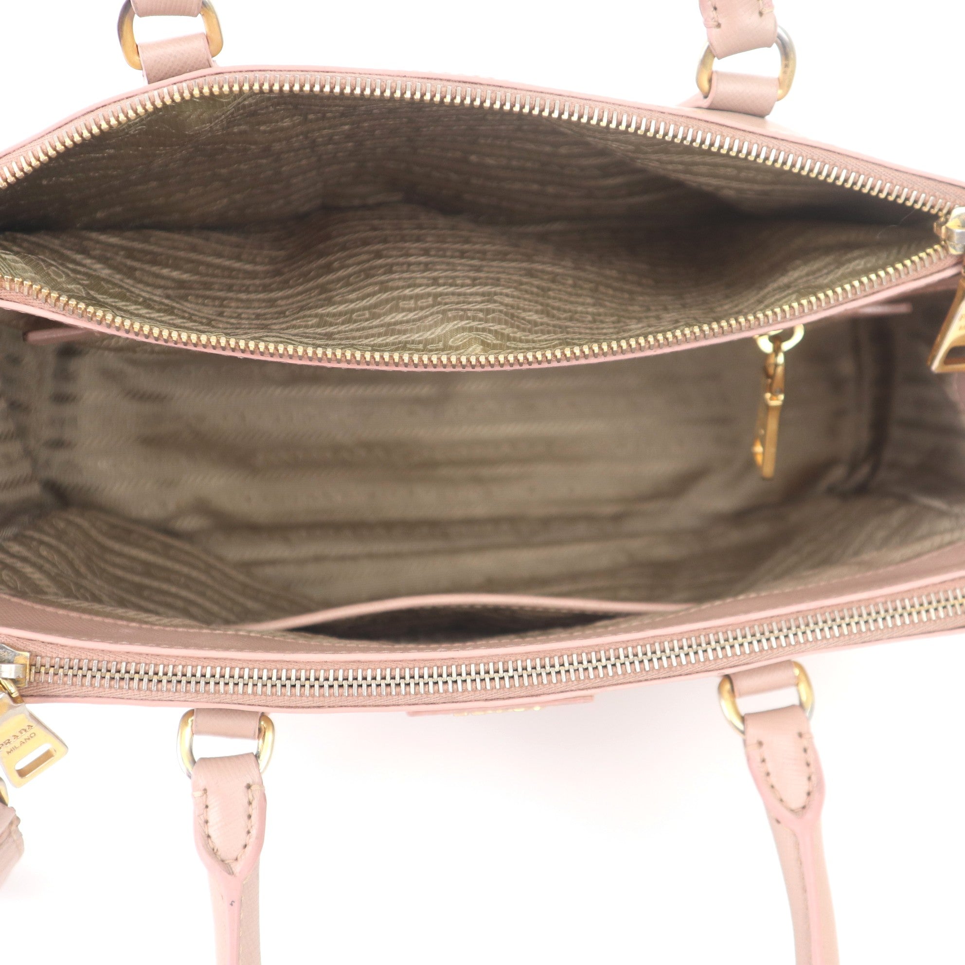 C1089 Prada Light Pink Saffiano Lux Leather Medium Double Zip Tote-Pre Owned