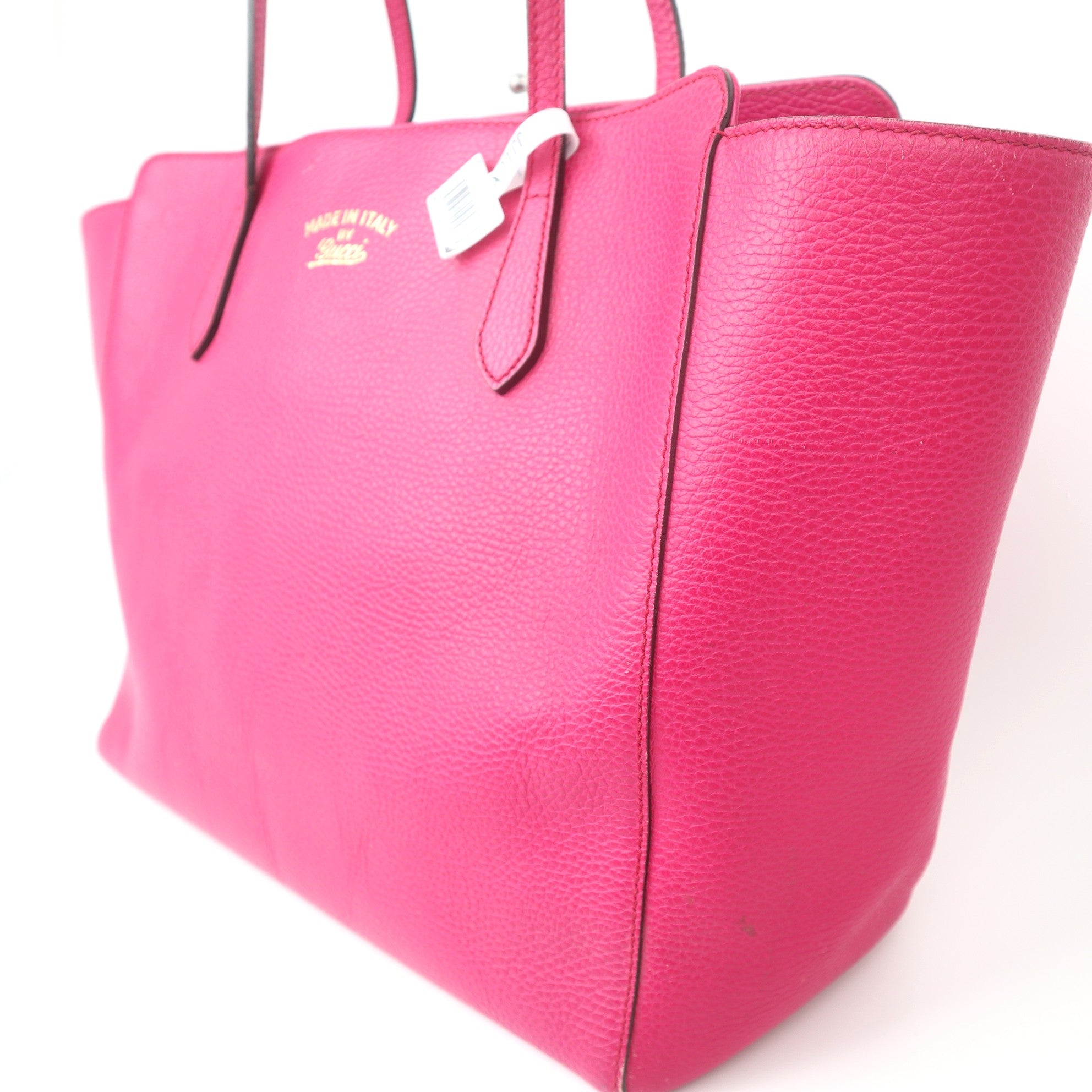 C1090 GUCCI Pink Leather Medium Swing Tote Bag-Pre Owned