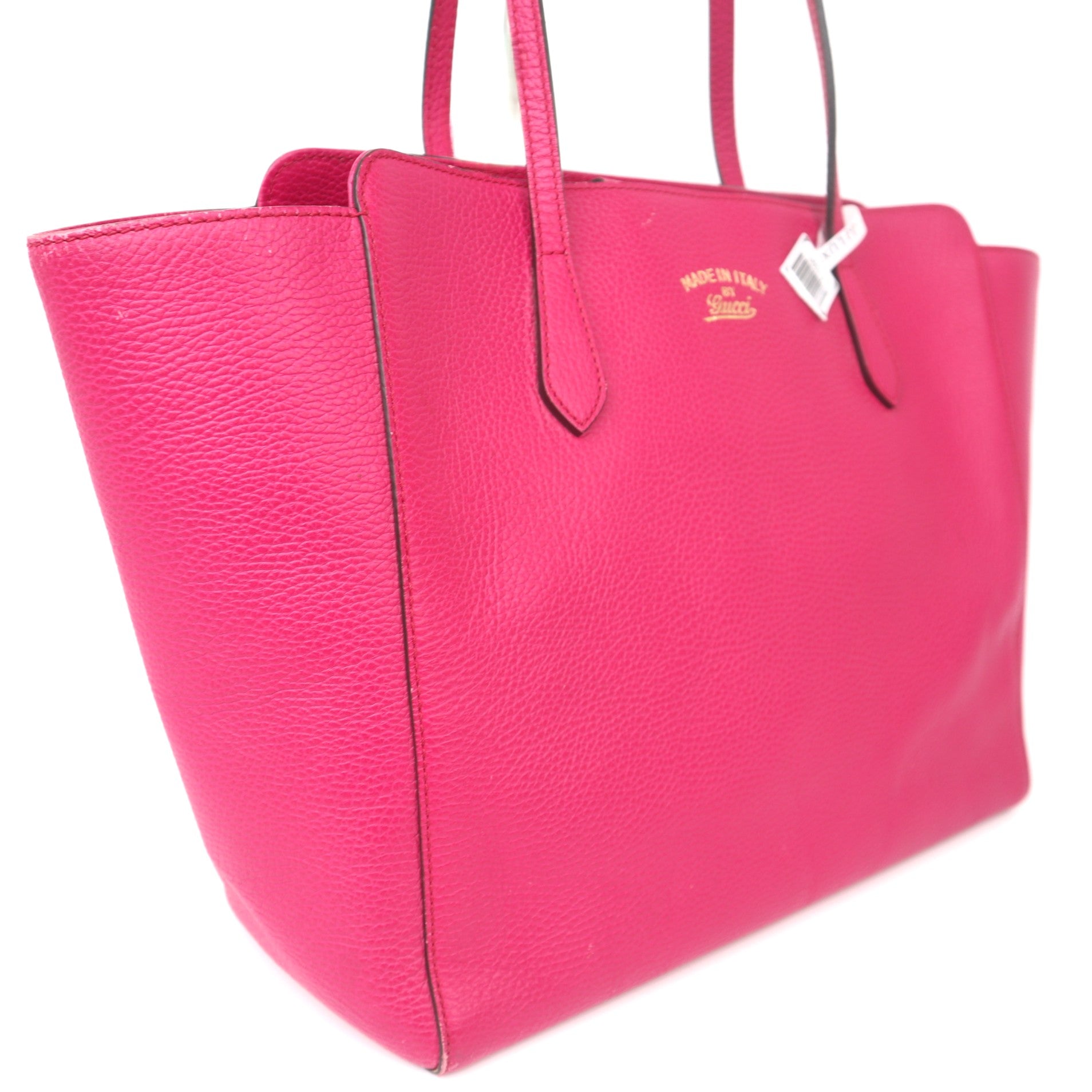 C1090 GUCCI Pink Leather Medium Swing Tote Bag-Pre Owned