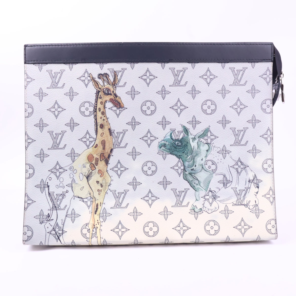 J2841 Louis Vuitton Clutch Bag Louis Vuitton x Chapman Brothers Savane Pochette Voyage | Pre-Owned Savane / Monogram Canvas