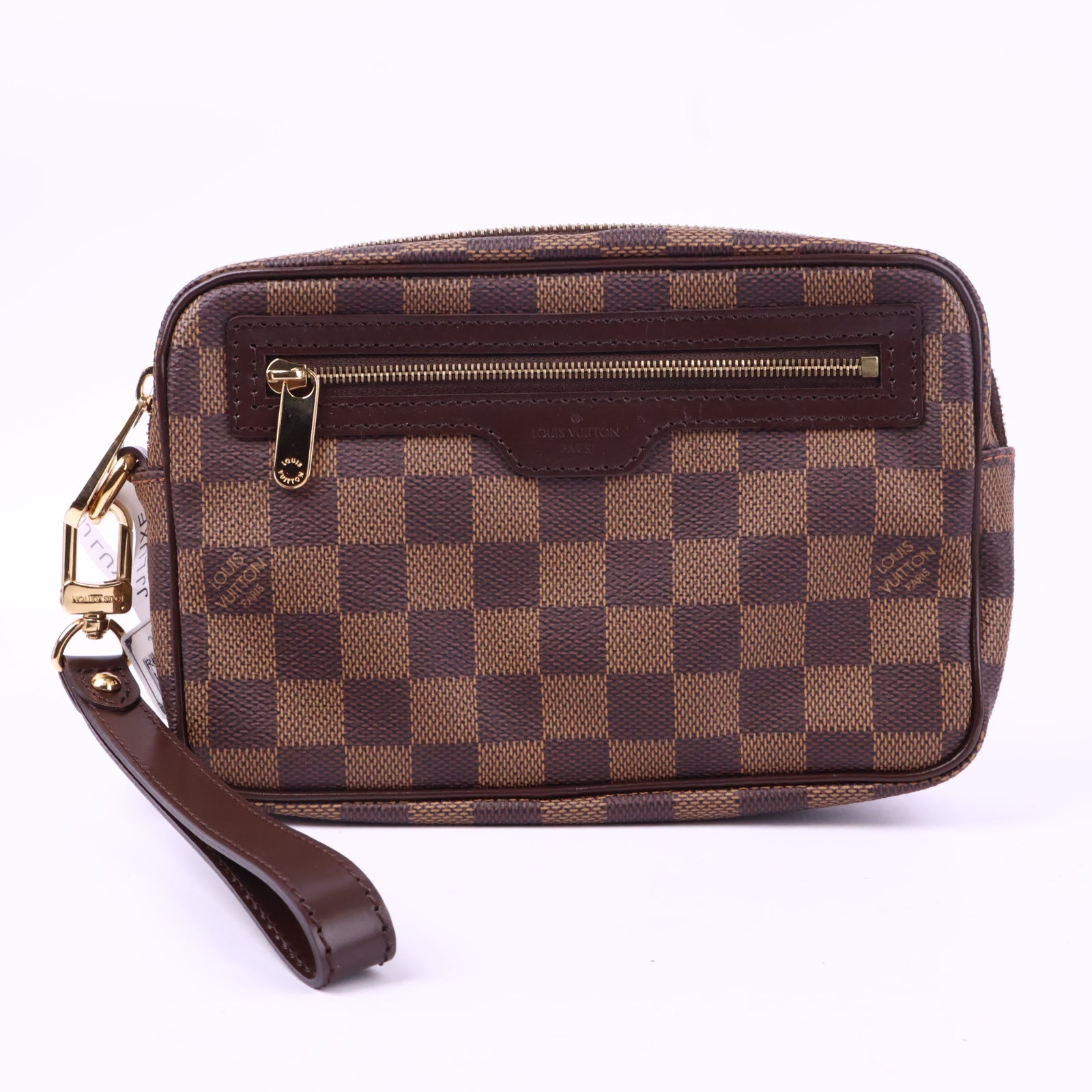 J2829 Louis Vuitton Clutch Bag Damier Ebene Saint Paul Pochette | Pre-Owned Brown Damier Ebene Canvas