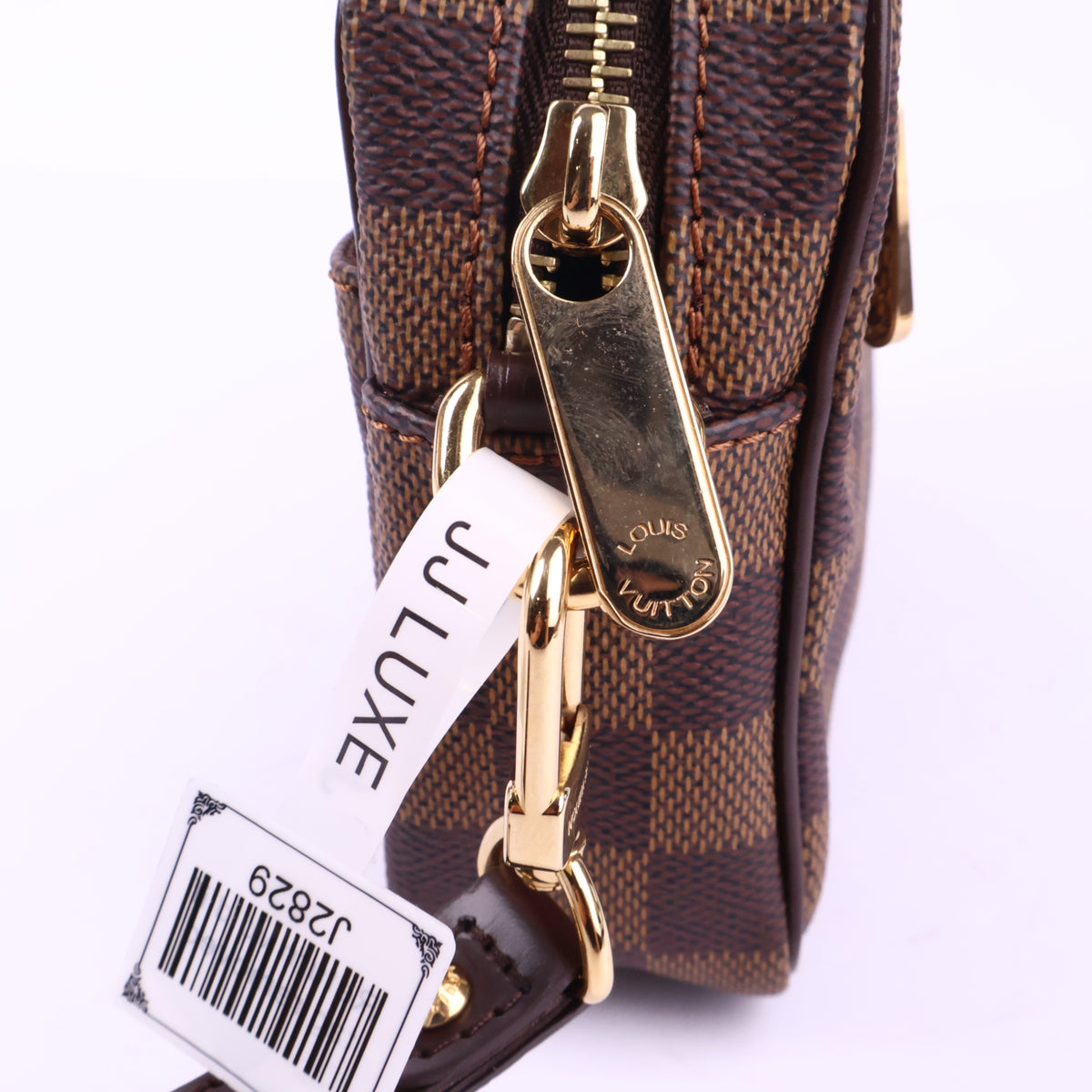 J2829 Louis Vuitton Clutch Bag Damier Ebene Saint Paul Pochette | Pre-Owned Brown Damier Ebene Canvas
