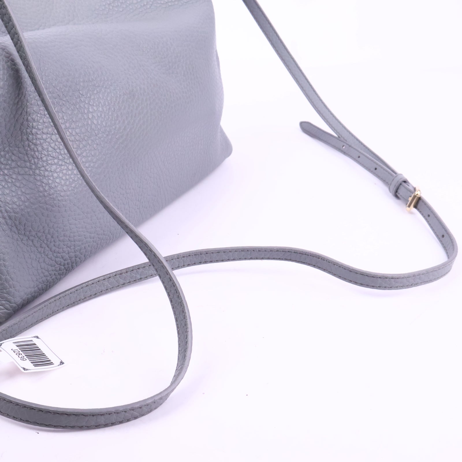 J2839 Burberry Shoulder Bag Ash Grey Grained Leather Small Leah | Pre-Owned Grey Plain Leather