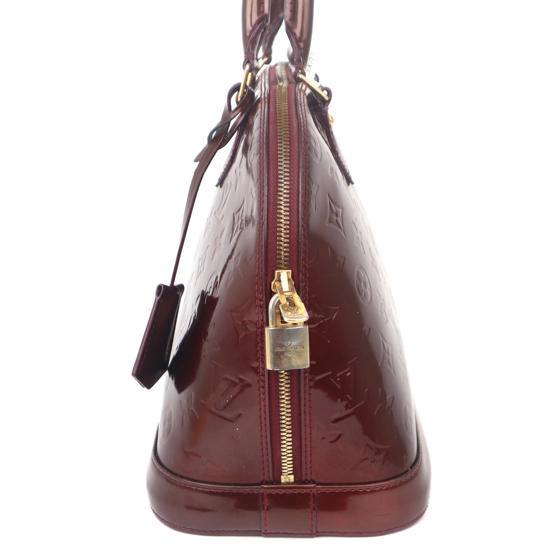 C1107 Louis Vuitton Amarante Monogram Vernis Alma PM Bag-Pre Owned