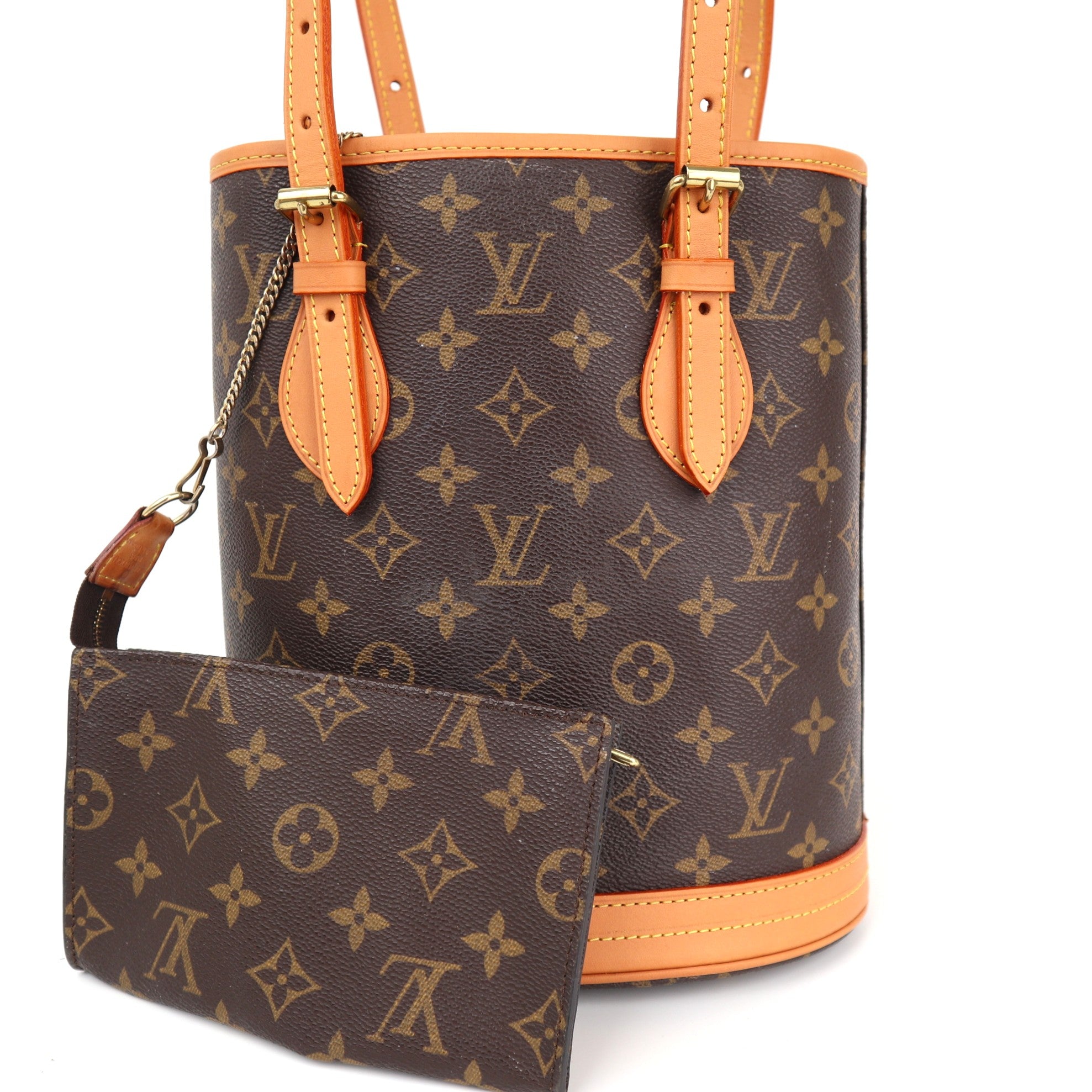 Louis Vuitton Monogram Canvas Petit Bucket Shoulder Bag C1689R | Pre-Owned Very Good Brown Monogram Canvas