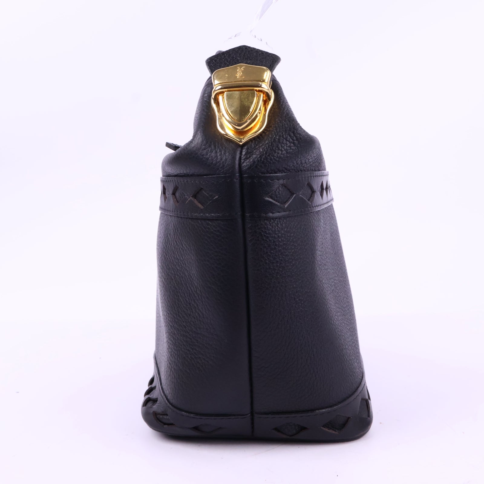 J2951 Saint Laurent Top Handle Bag Black Leather vanity Style hand Bag | Pre-Owned Black Leather