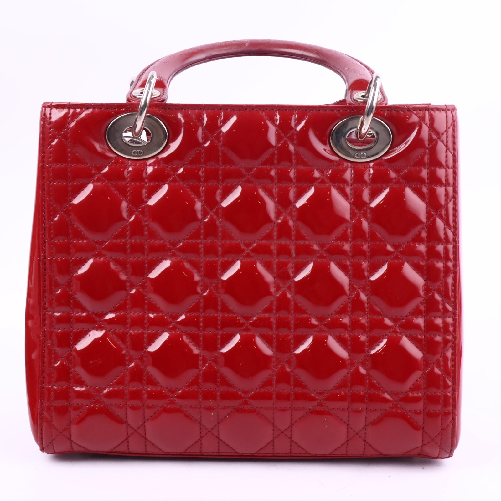 J2891 Christian Dior Lady Dior Red Poatent Leather handbag