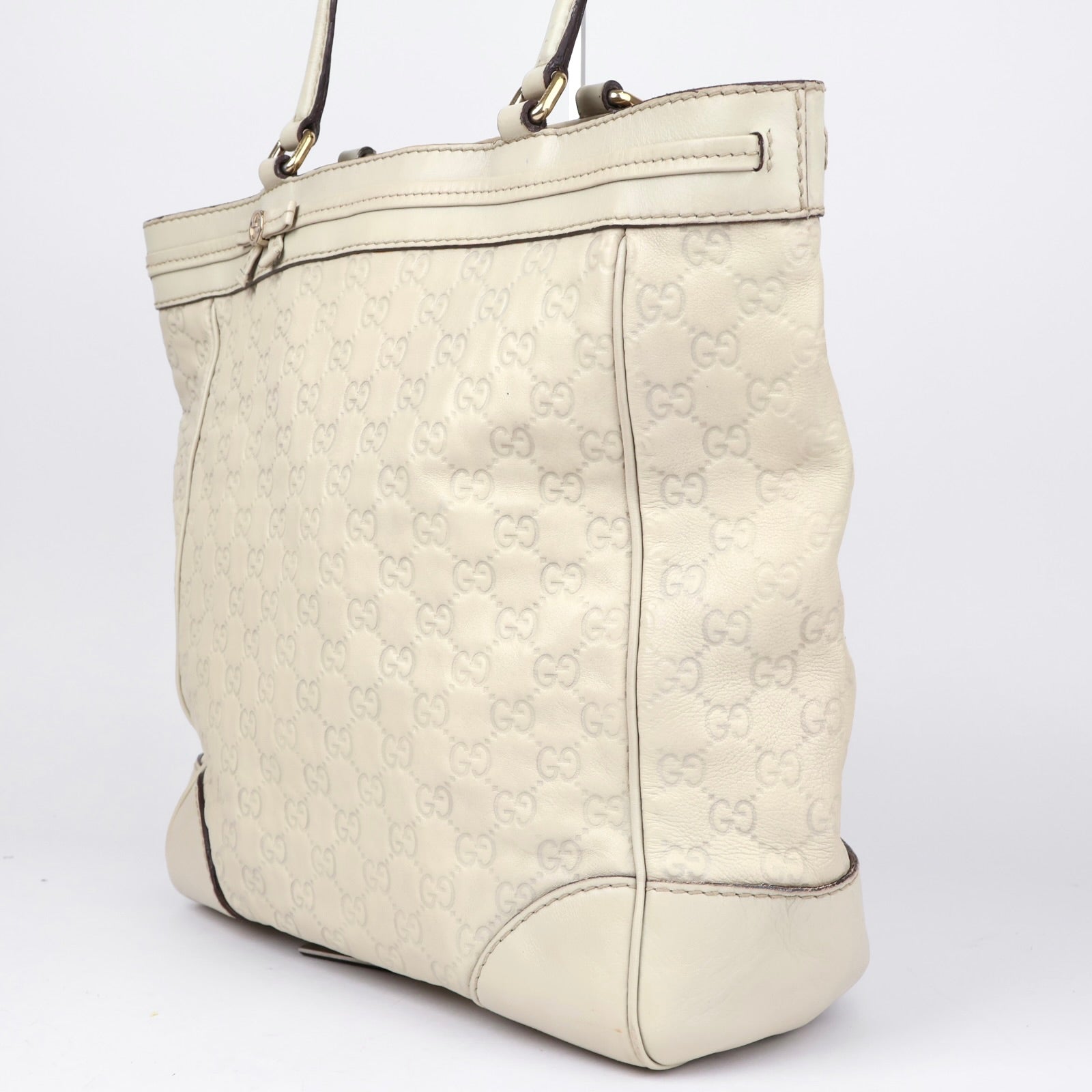 J1346 Gucci Brown Guccissima Mayfair Tote Beige- Pre Owned