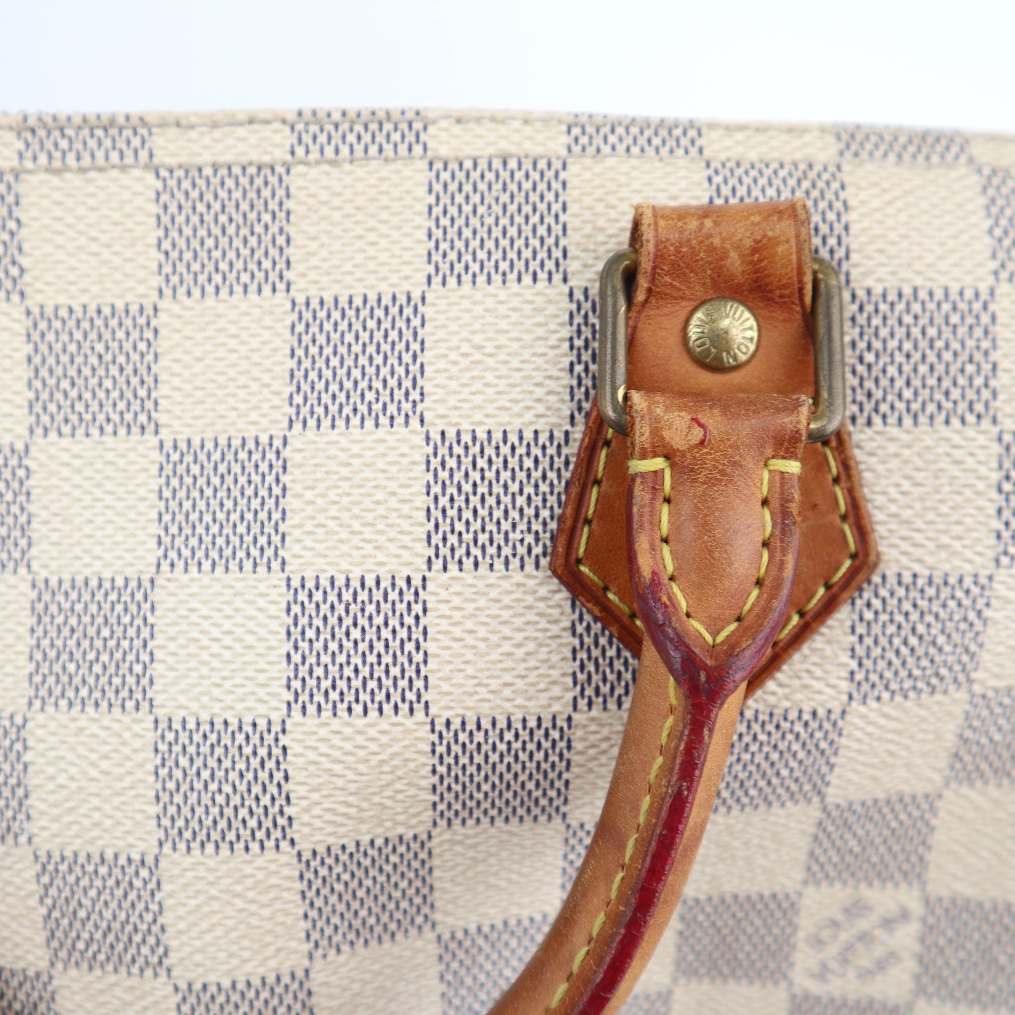 Louis Vuitton Speedy 35 Damier Azur Canvas Shoulder Bag C1707 | Pre-Owned Good Cream / Blue Damier Azur Canvas