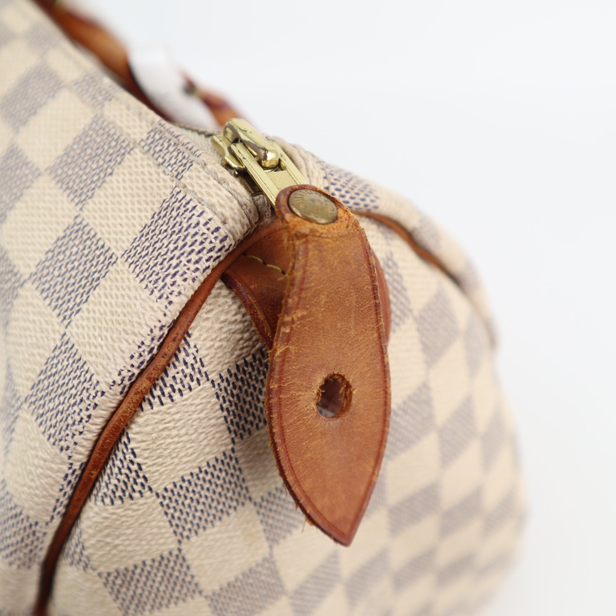 Louis Vuitton Speedy 35 Damier Azur Canvas Shoulder Bag C1707 | Pre-Owned Good Cream / Blue Damier Azur Canvas