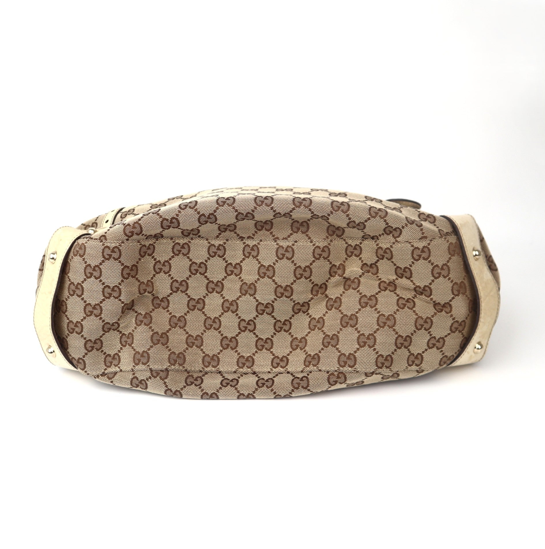 C1120 Gucci Beige/White GG Canvas Pelham Medium Shoulder Bag-Pre Owned