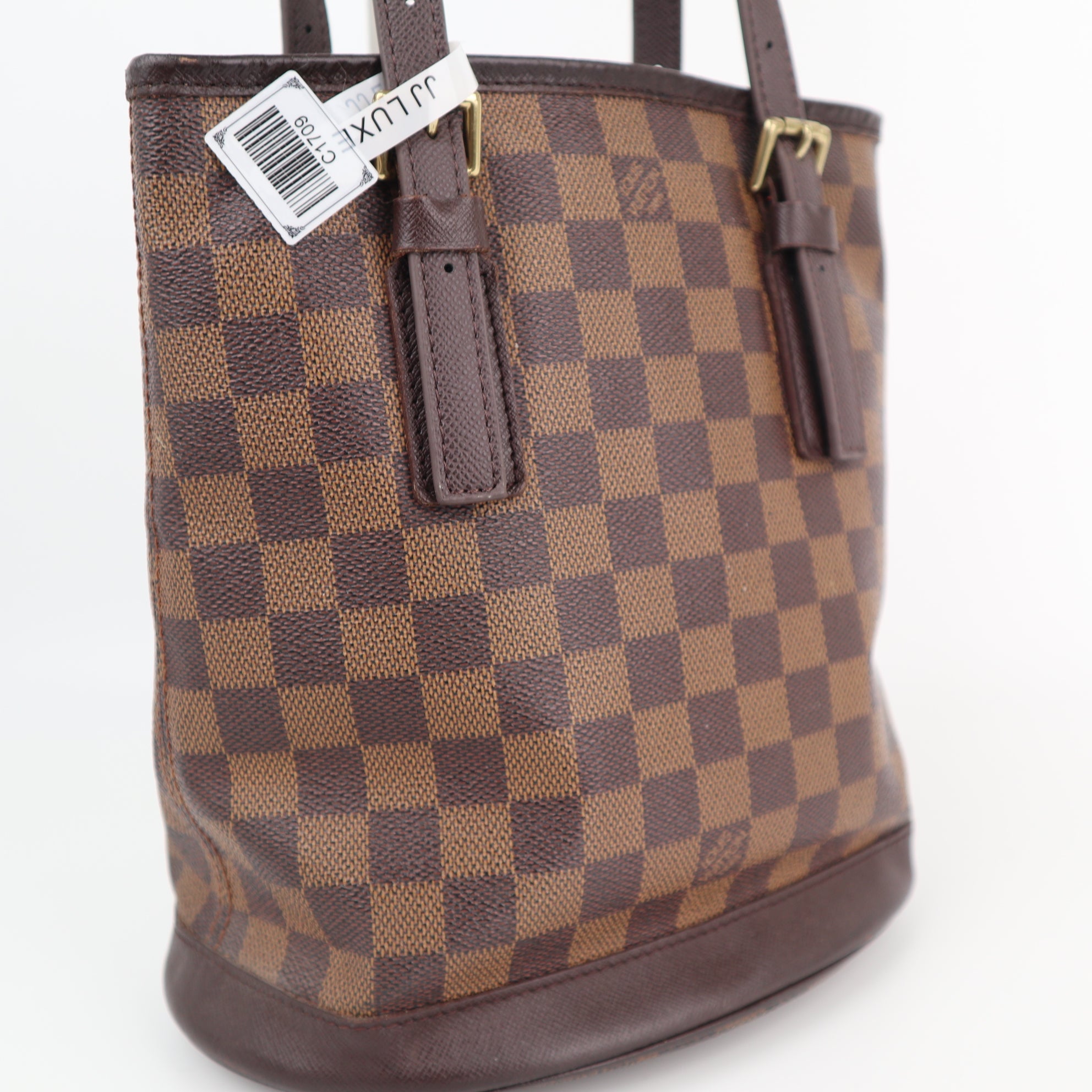 Louis Vuitton Damier Ebene Petit Bucket Shoulder Bag C1709R | Pre-Owned Excellent Brown Damier Ebene Canvas
