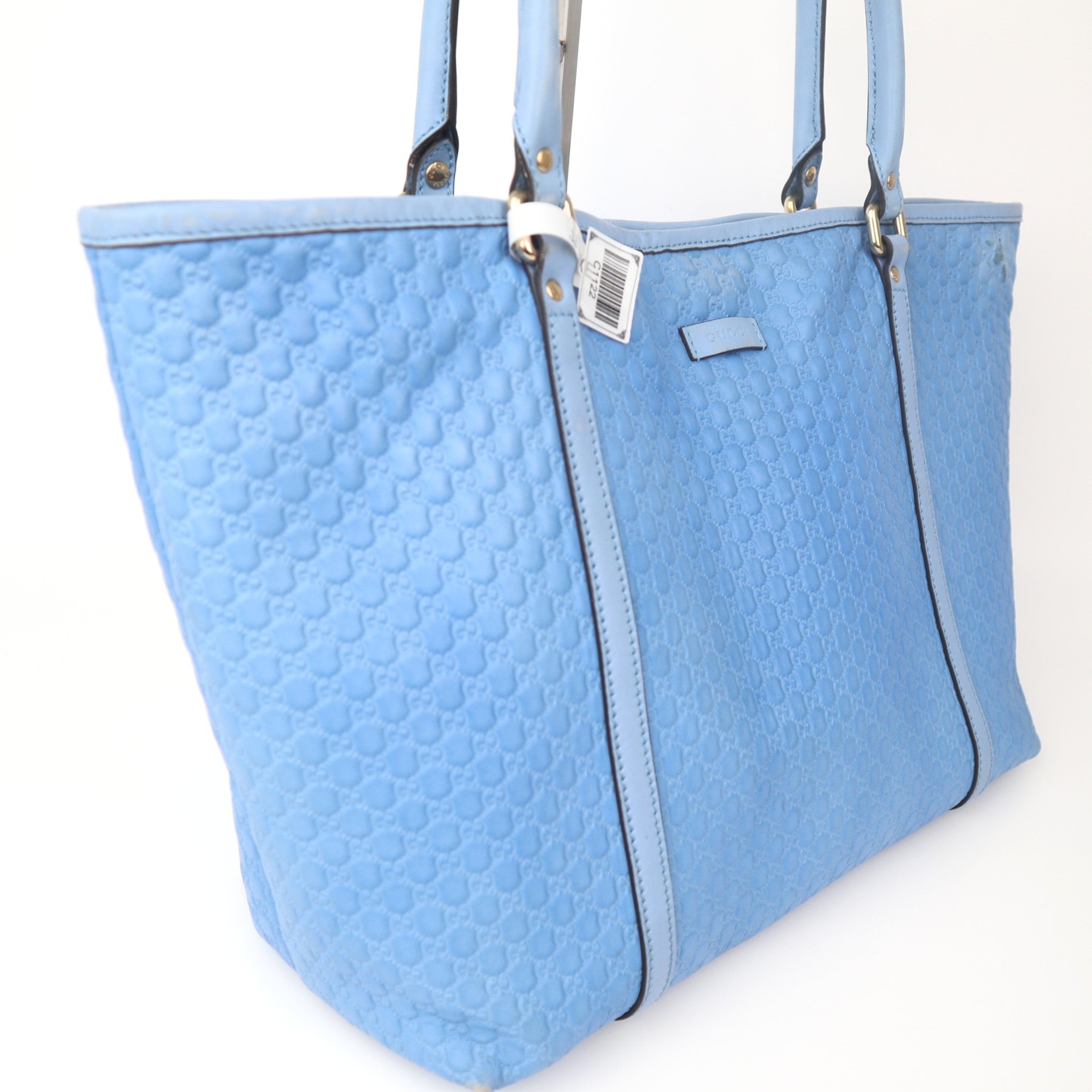 C1122 Gucci Microguccissima Top Handle Tote Sky Blue-Pre Owned