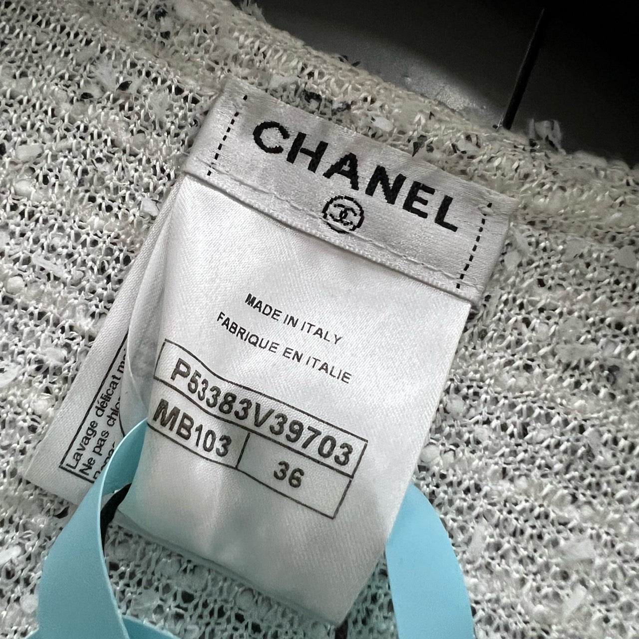 CHANEL Woven Long-Sleeve Top with Pearl Buttons- 95% new
