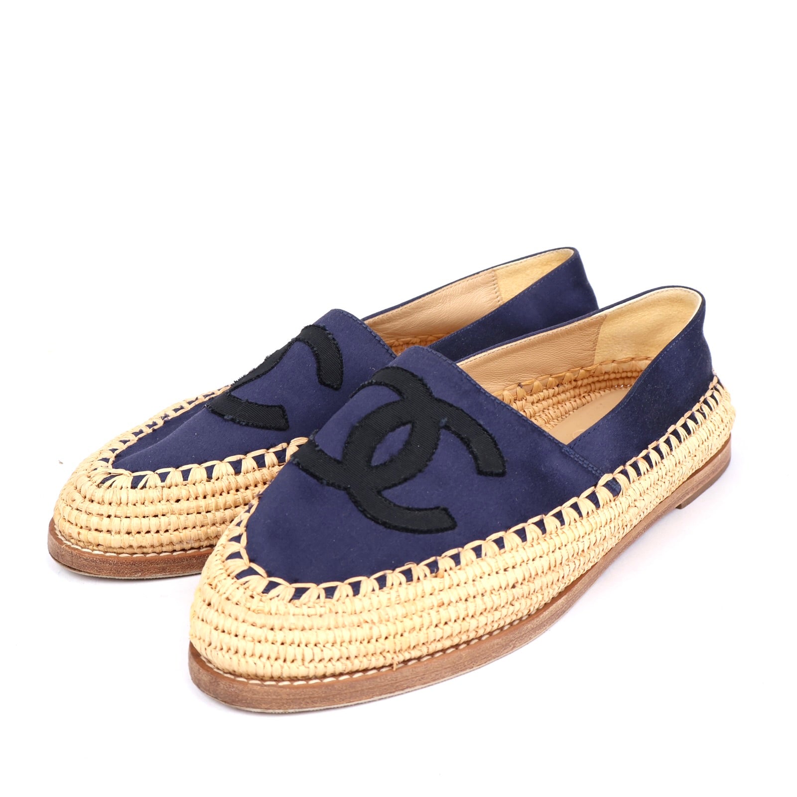 J1334 CHANEL Navy Canvas CC Logo Espadrilles EU37/UK4- Pre Owned
