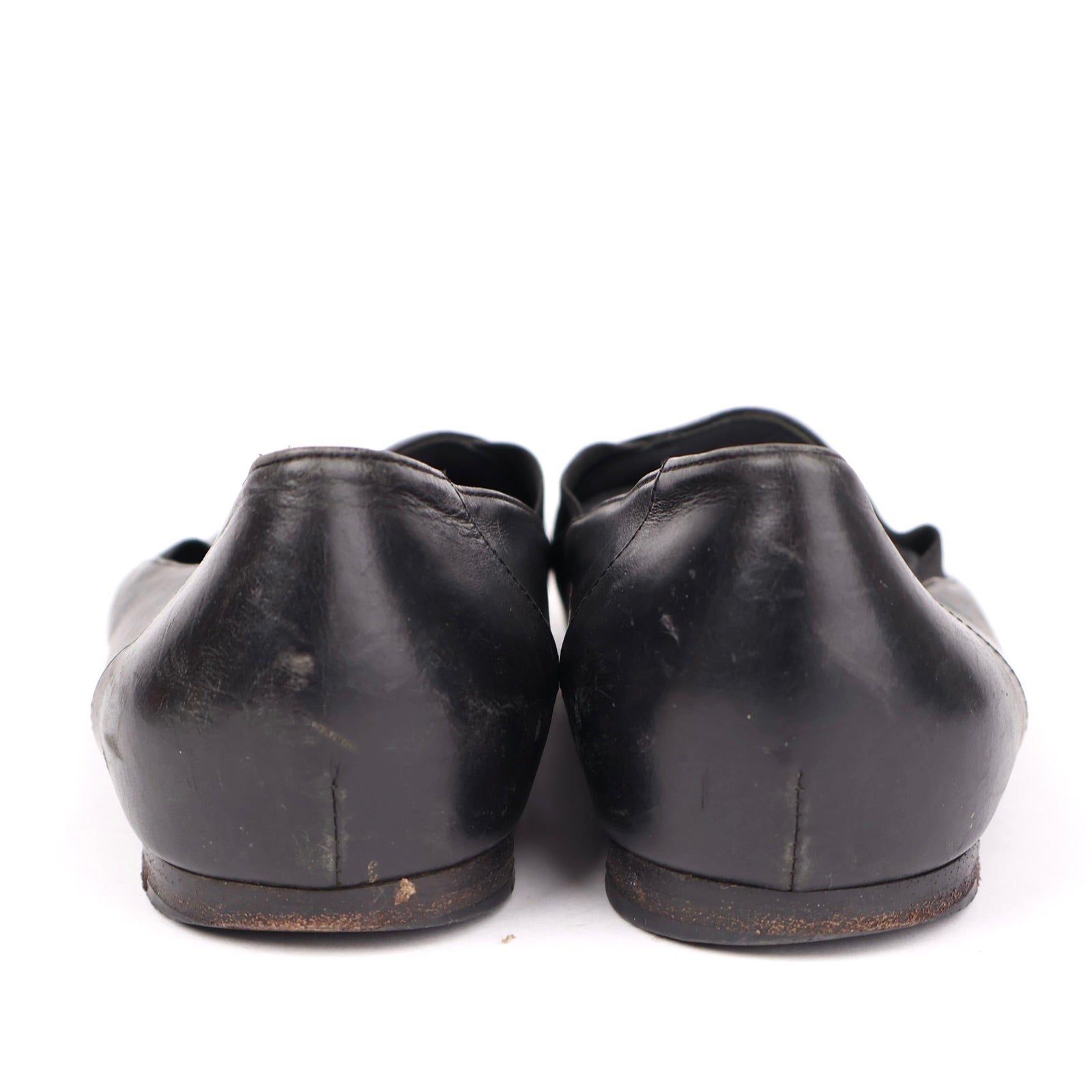 J1337 CHANEL Black Leather CC Logo Smoking Flats EU37/UK4- Pre Owned