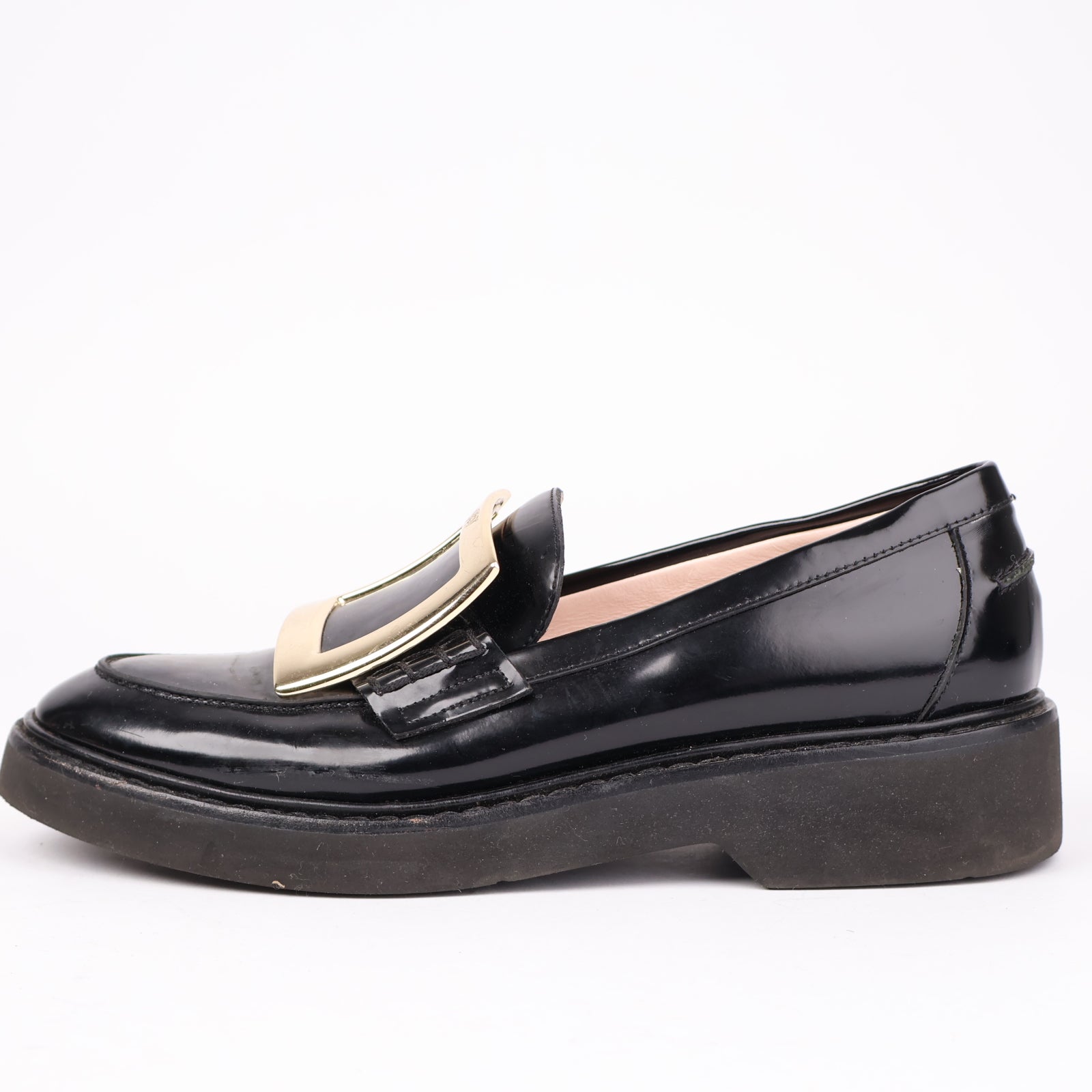 J1338 Roger Vivier Belle Vivier Patent Leather Platform Loafers in Black EU36/UK3.5- Pre Owned