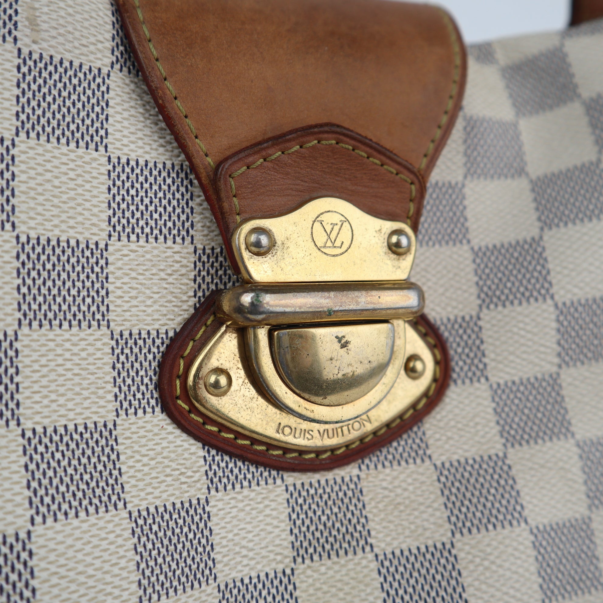 Louis Vuitton Damier Azur Stresa PM Shoulder Bag C1726 | Pre-Owned Good Beige / Blue Damier Azur Canvas