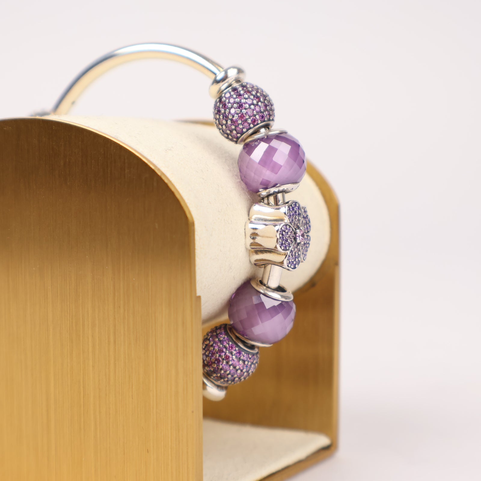J1293 Pandora Lavender Bloom Charm Bracelet- Pre Owned