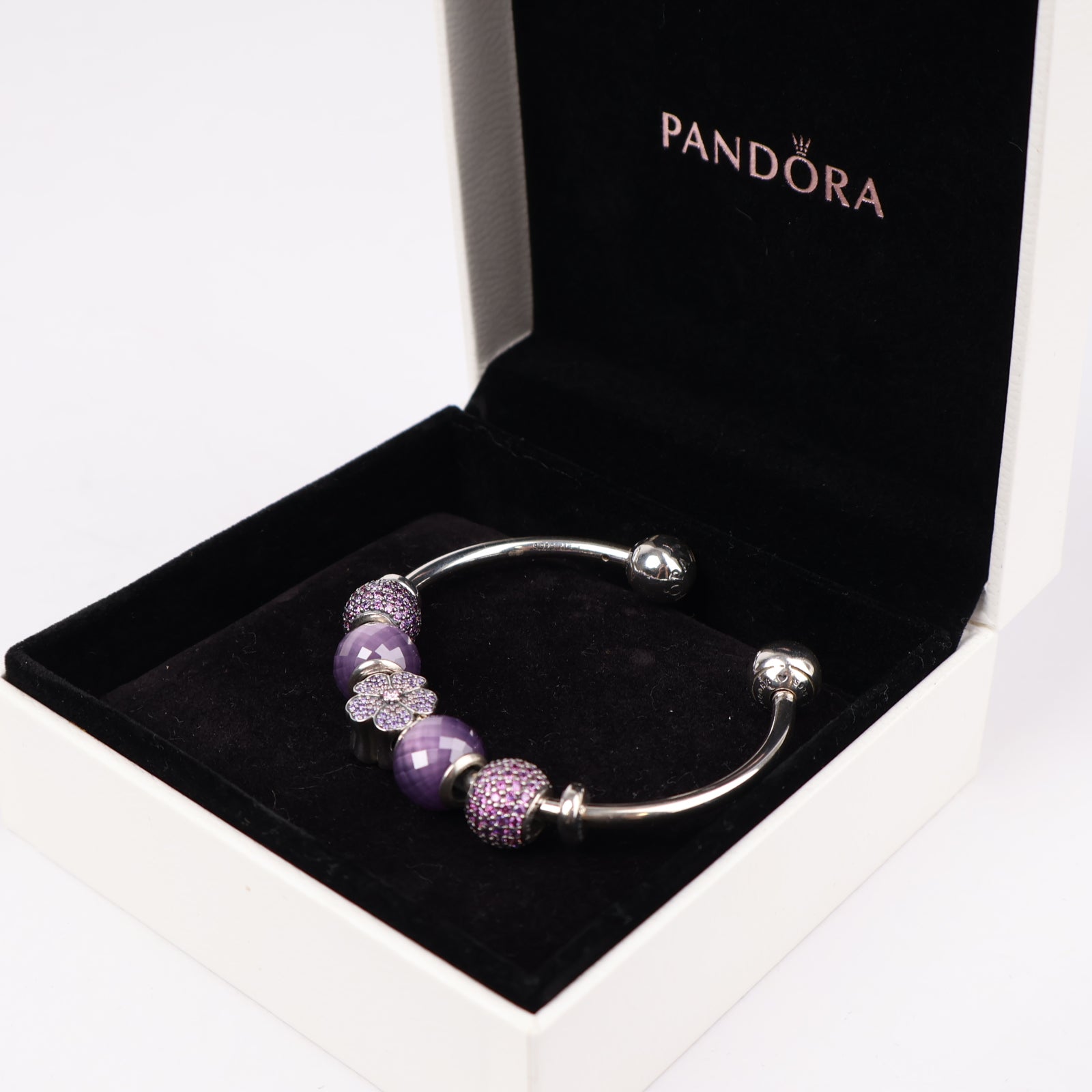 J1293 Pandora Lavender Bloom Charm Bracelet- Pre Owned