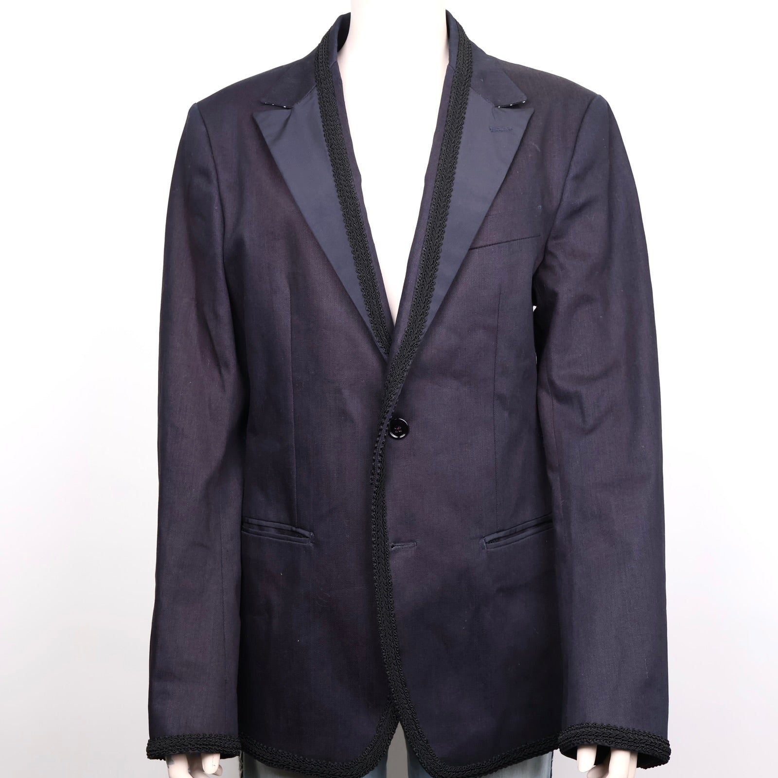 J1285 Dolce & Gabbana Navy Single-Breasted Trim Blazer- Pre Owned