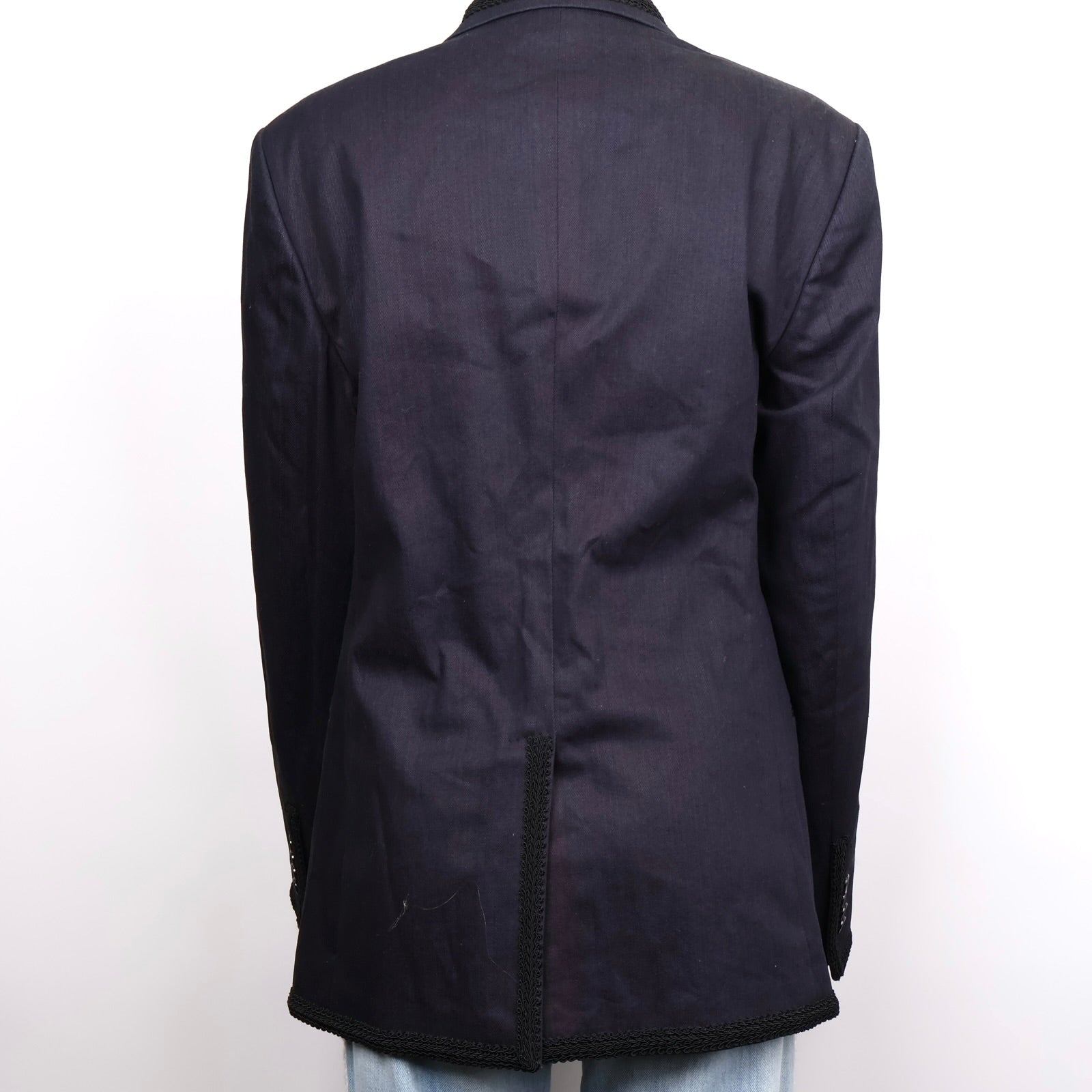J1285# Dolce & Gabbana Navy Single-Breasted Trim Blazer- Pre Owned