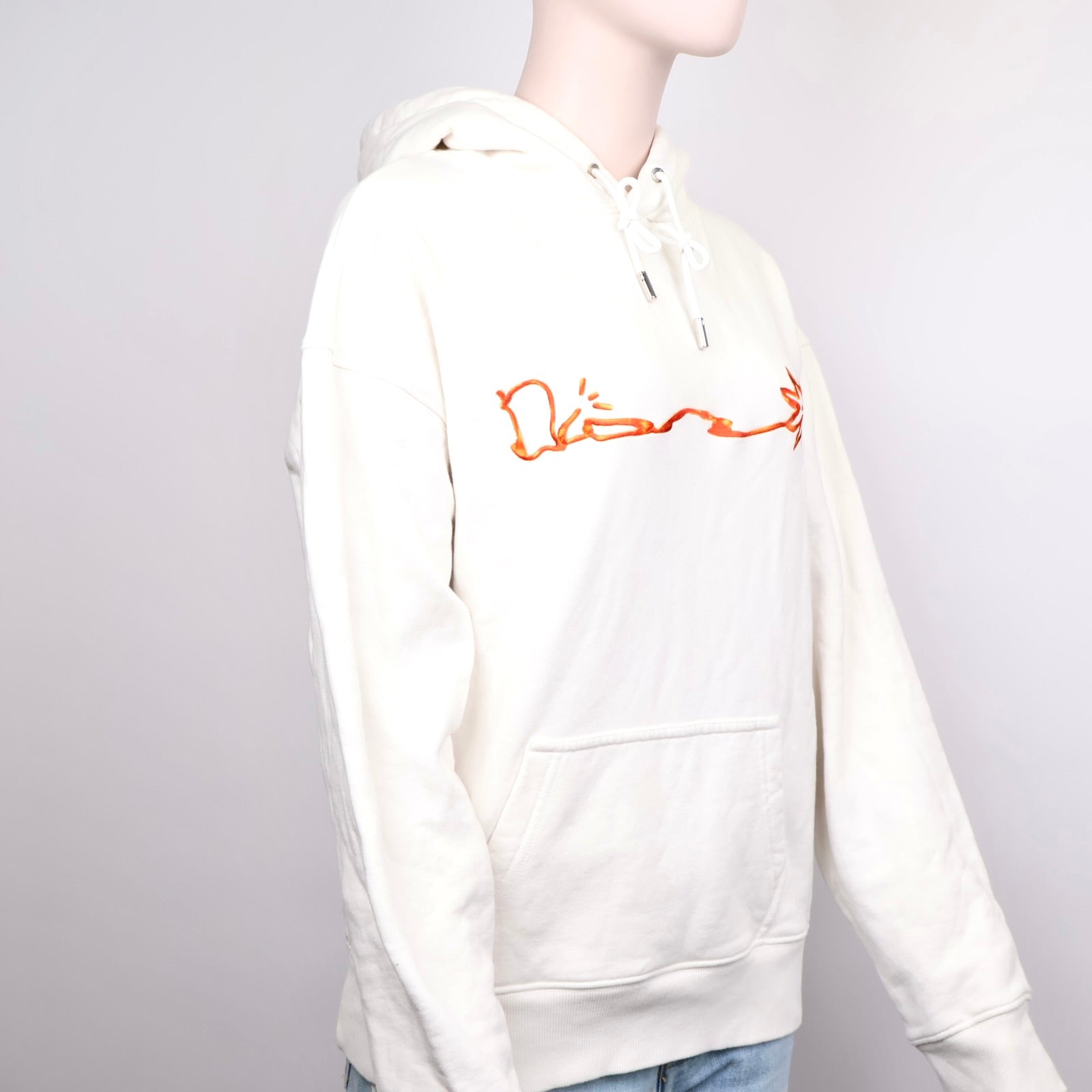 J1284 Dior Cream Cotton Graphic Hooded Sweatshirt- Pre Owned