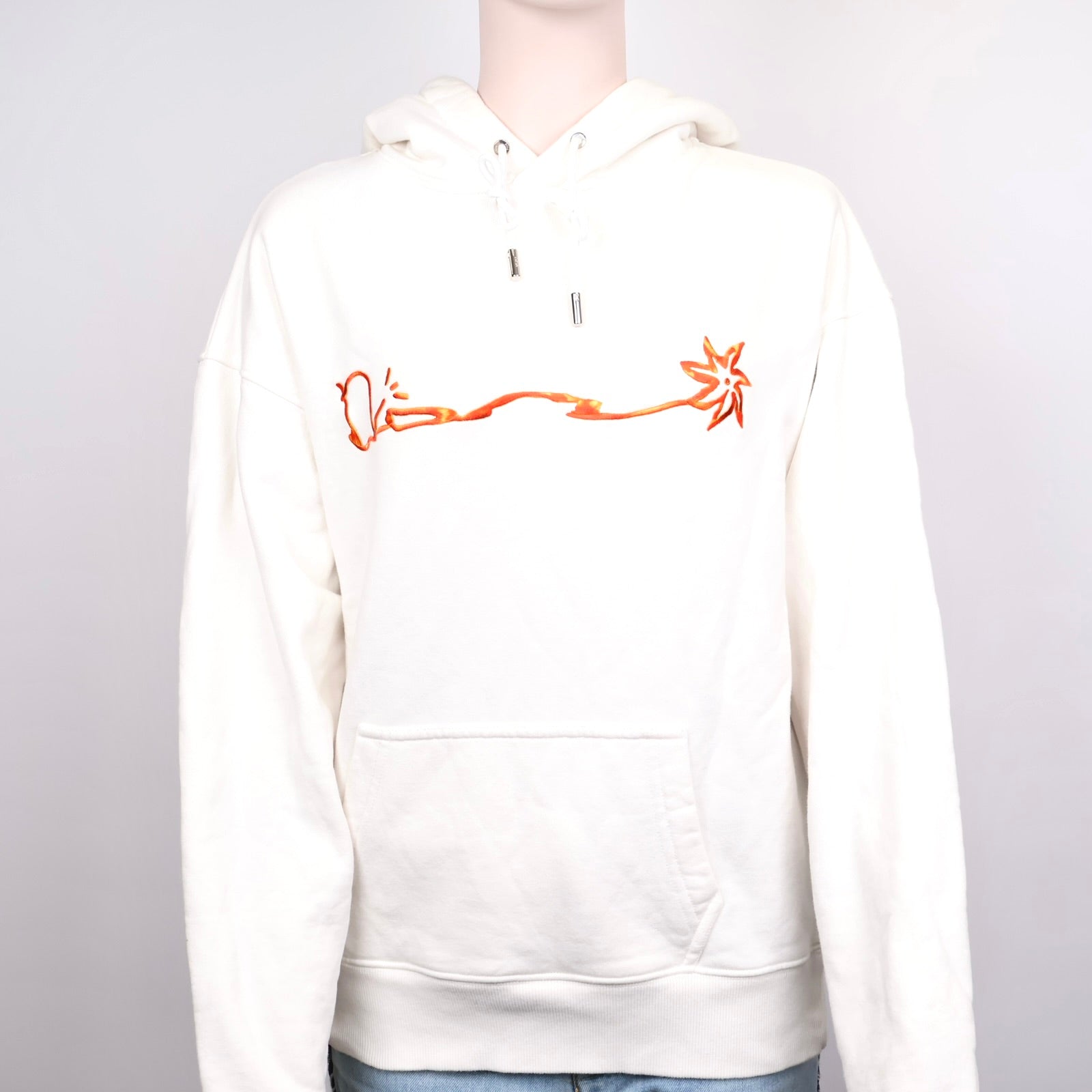 J1284 Dior Cream Cotton Graphic Hooded Sweatshirt- Pre Owned