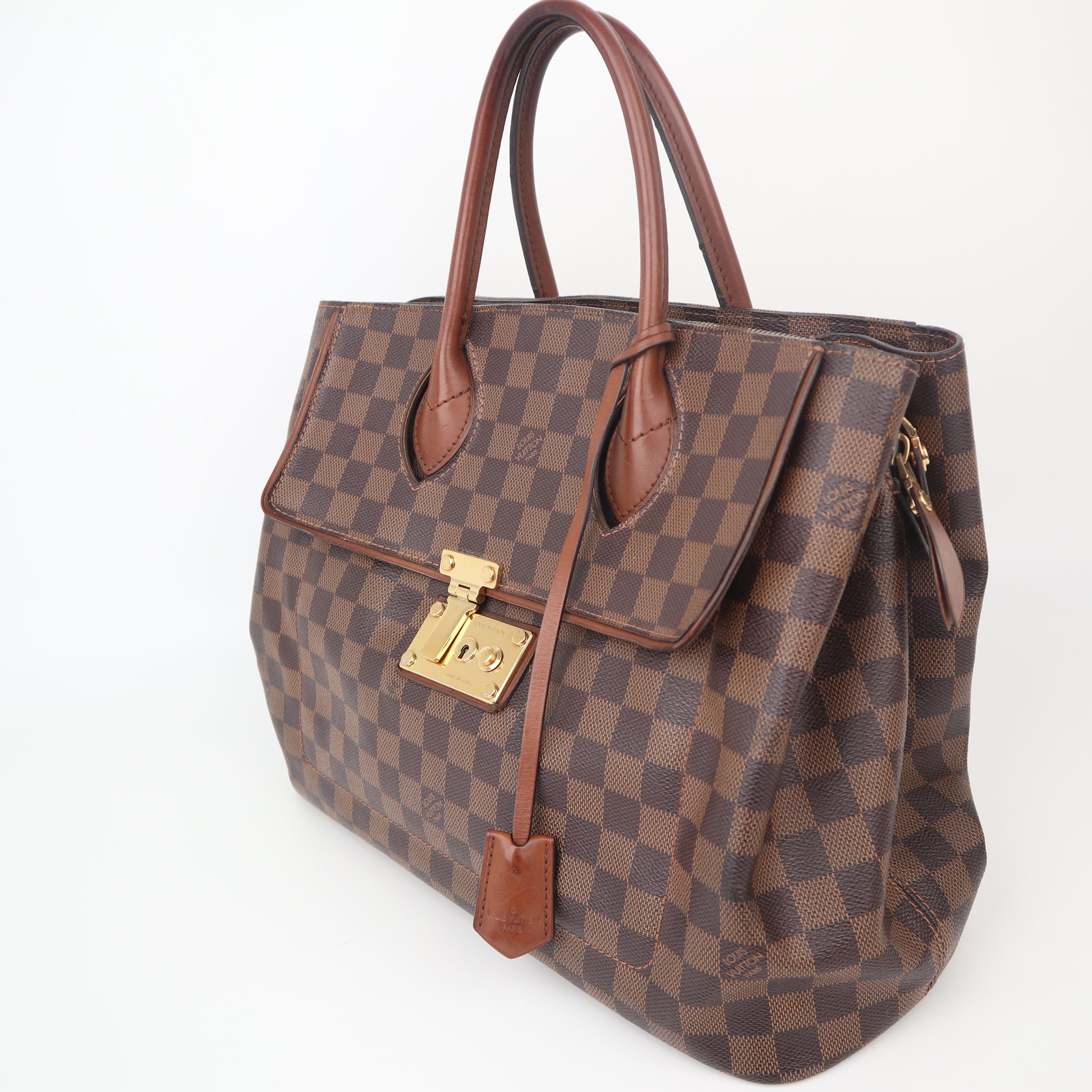 C1137 Louis Vuitton Ascot Damier Ebene Top Handle Bag-Pre Owned