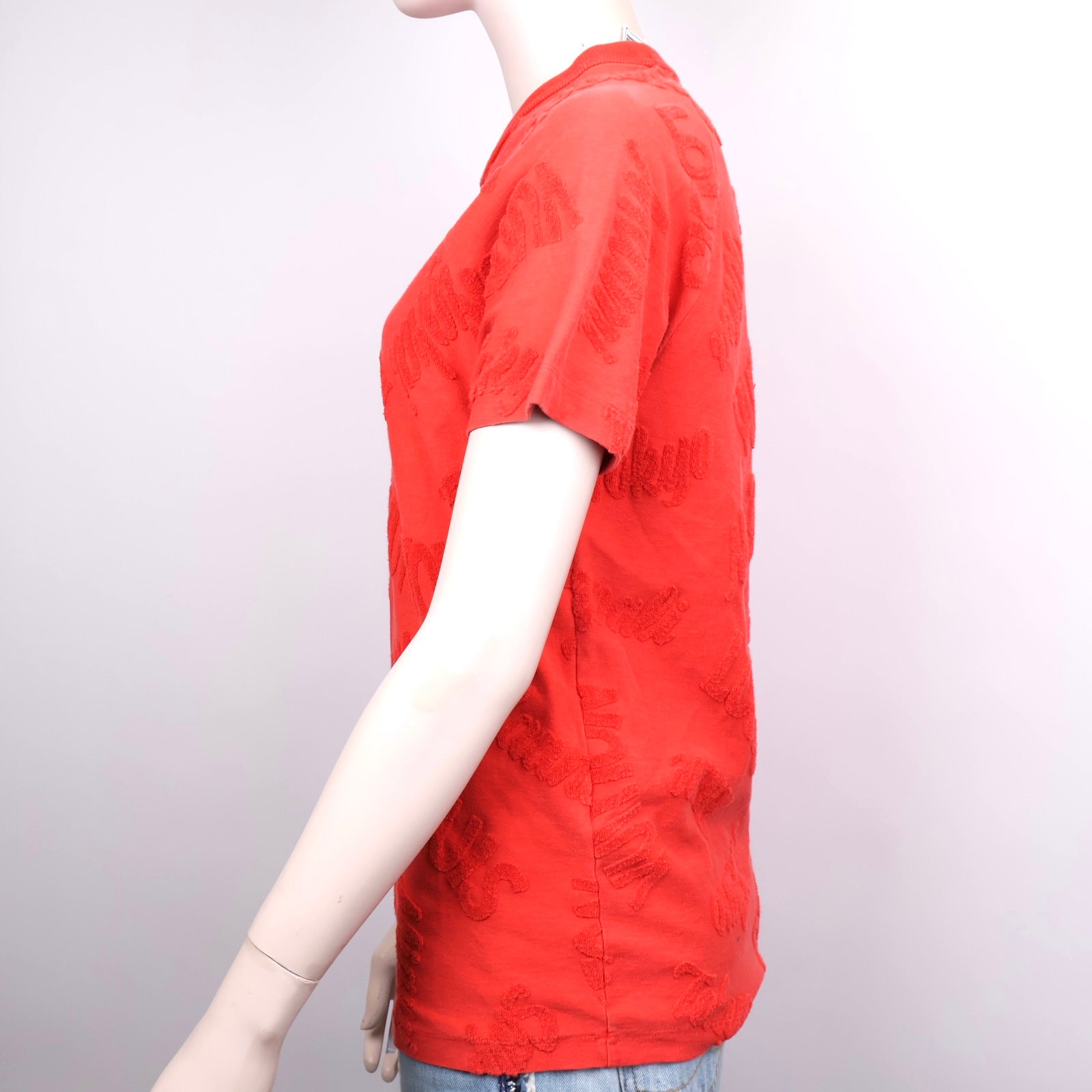 OJ1282 Louis Vuitton Red All-Over Logo Embroidered T-Shirt- Pre Owned