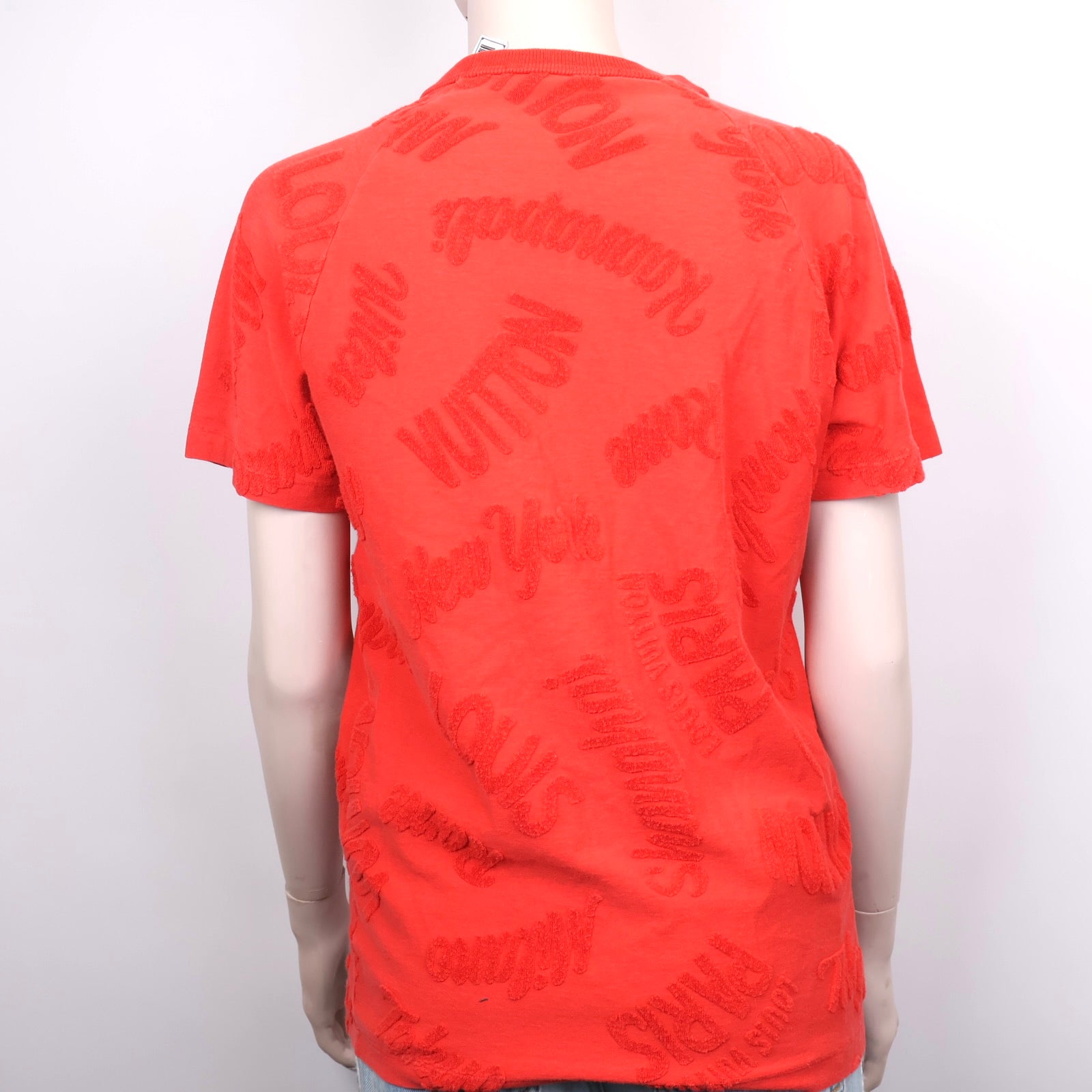OJ1282 Louis Vuitton Red All-Over Logo Embroidered T-Shirt- Pre Owned