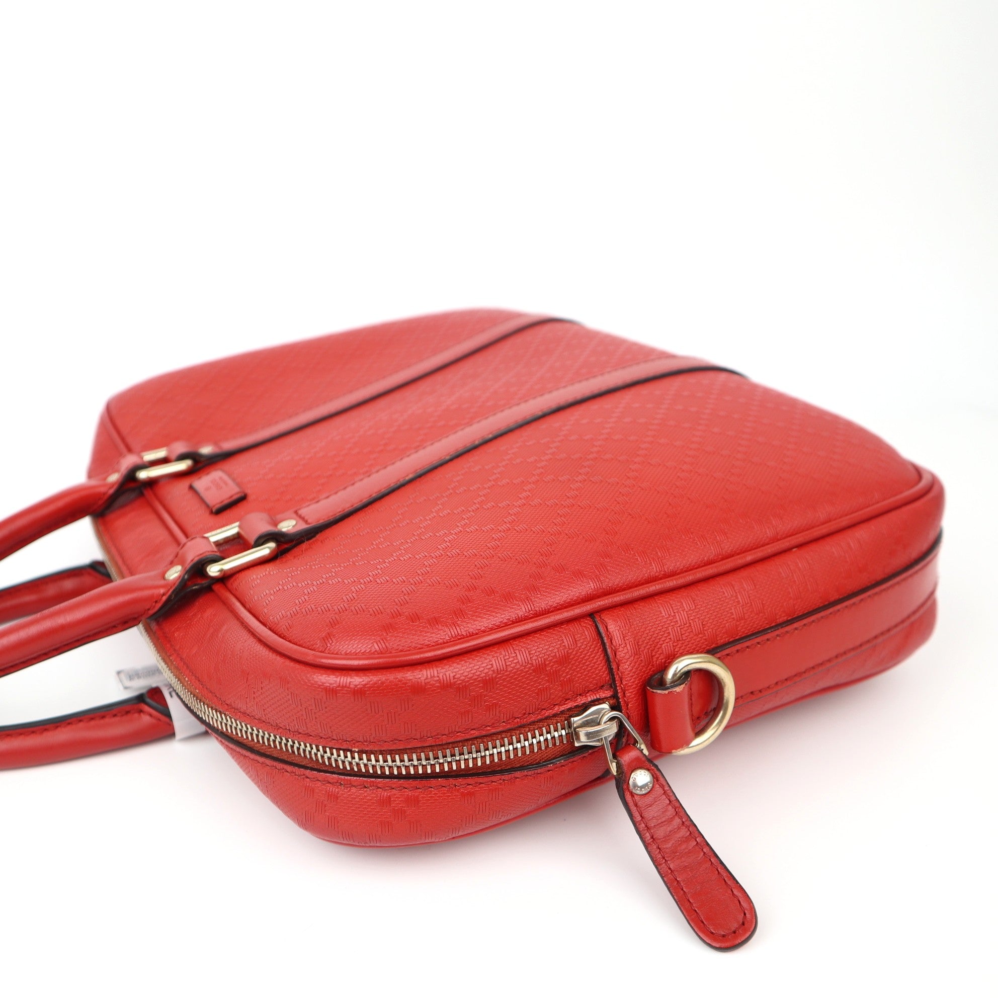 C1139 Gucci Red Diamante Textured Leather Briefcase Bag -Pre Owned