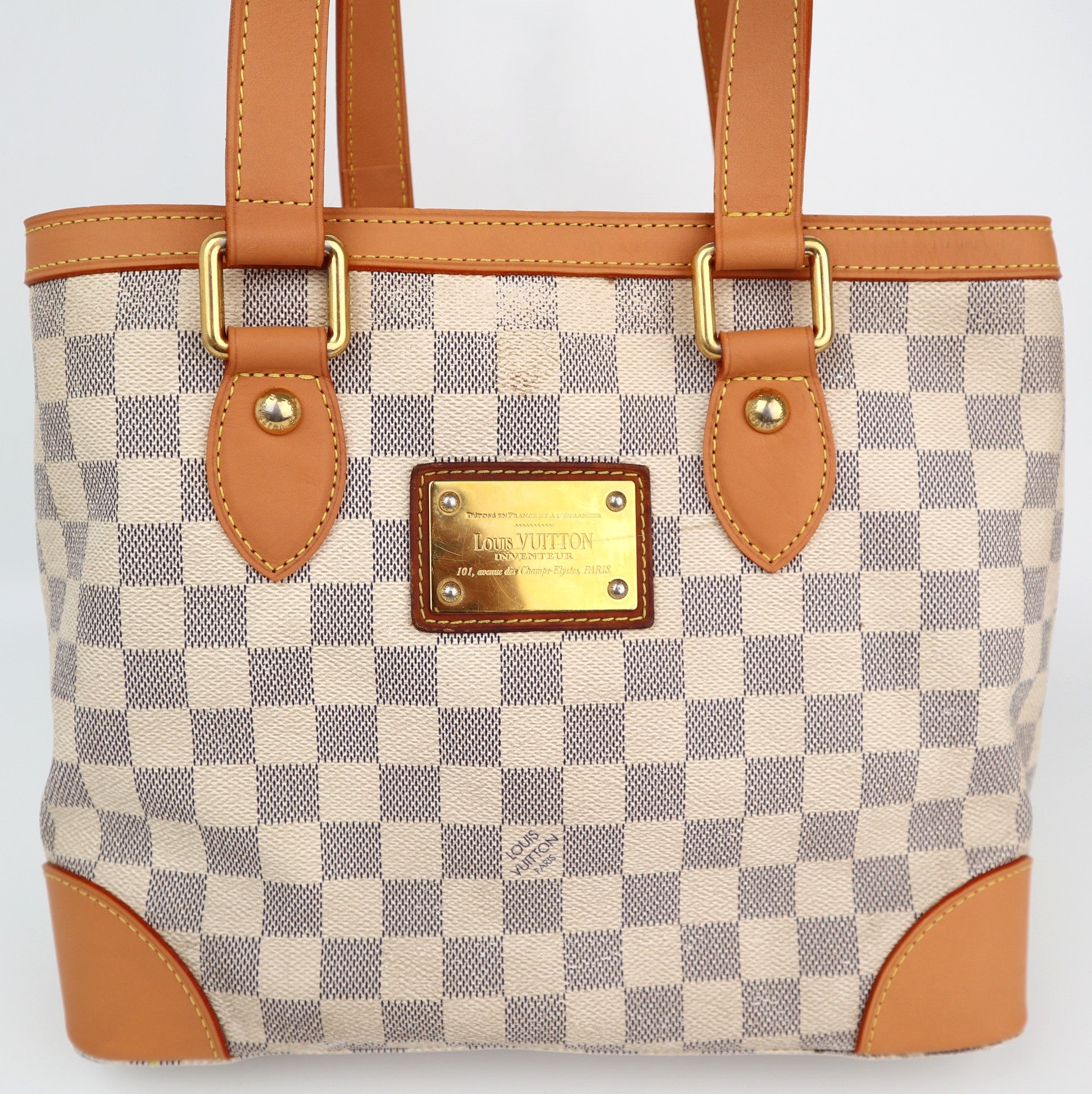 Louis Vuitton Damier Azur Canvas Hampstead PM Shoulder Bag C1746R | Pre-Owned Very Good Brown Damier Azur Canvas