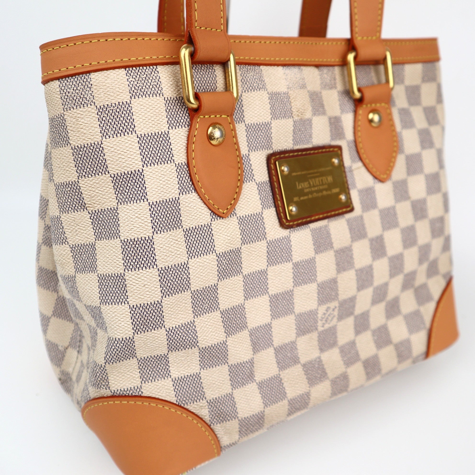 Louis Vuitton Damier Azur Canvas Hampstead PM Shoulder Bag C1746R | Pre-Owned Very Good Brown Damier Azur Canvas