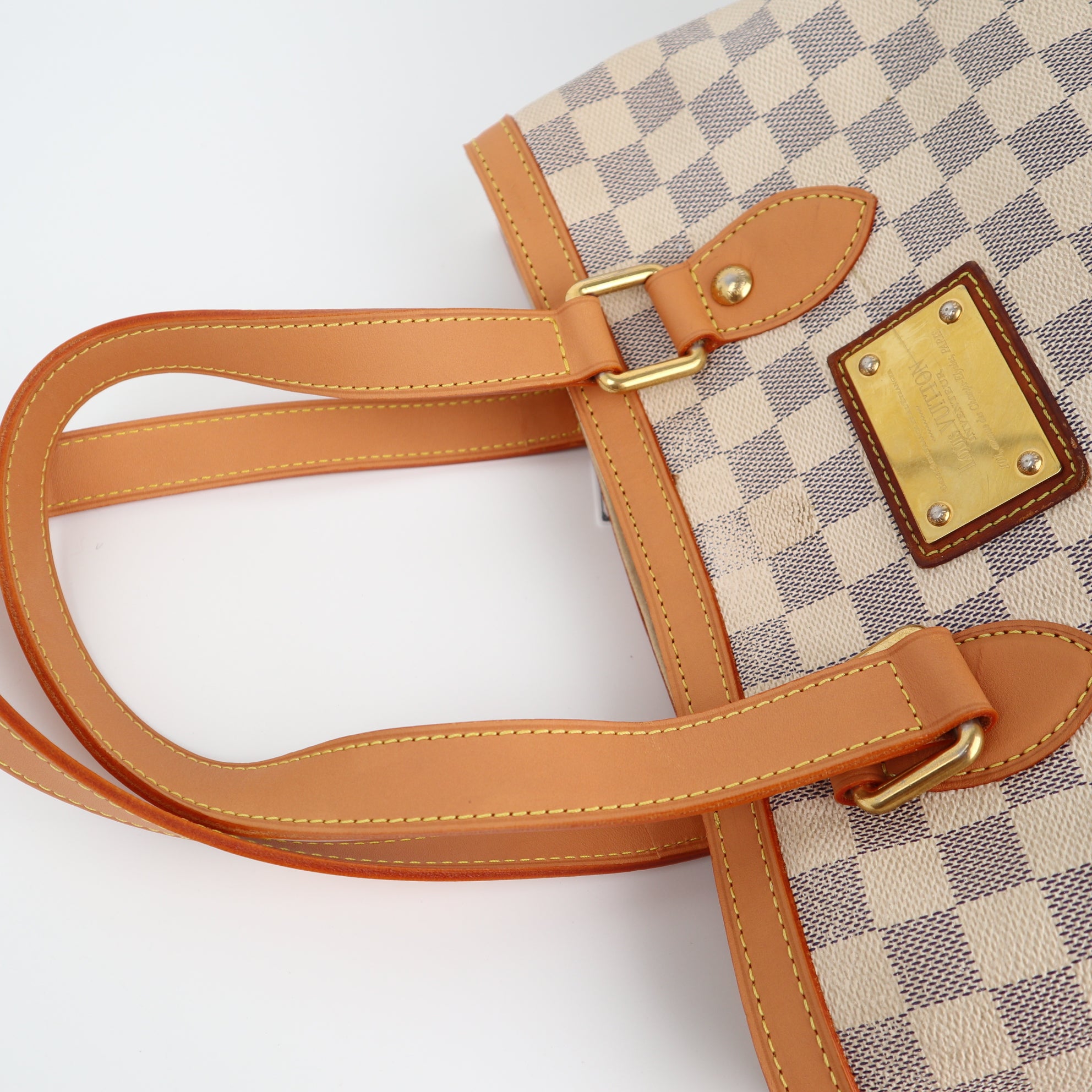 Louis Vuitton Damier Azur Canvas Hampstead PM Shoulder Bag C1746R | Pre-Owned Very Good Brown Damier Azur Canvas